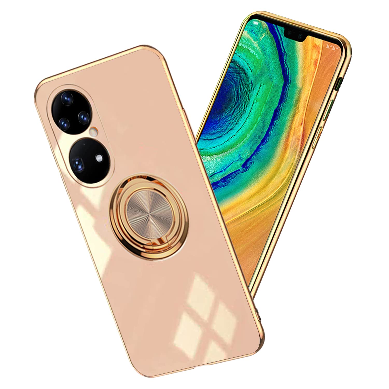 Huawei P50 Pro Case with Ring Holder & Stand - Thin Protective Cover for Work & Travel