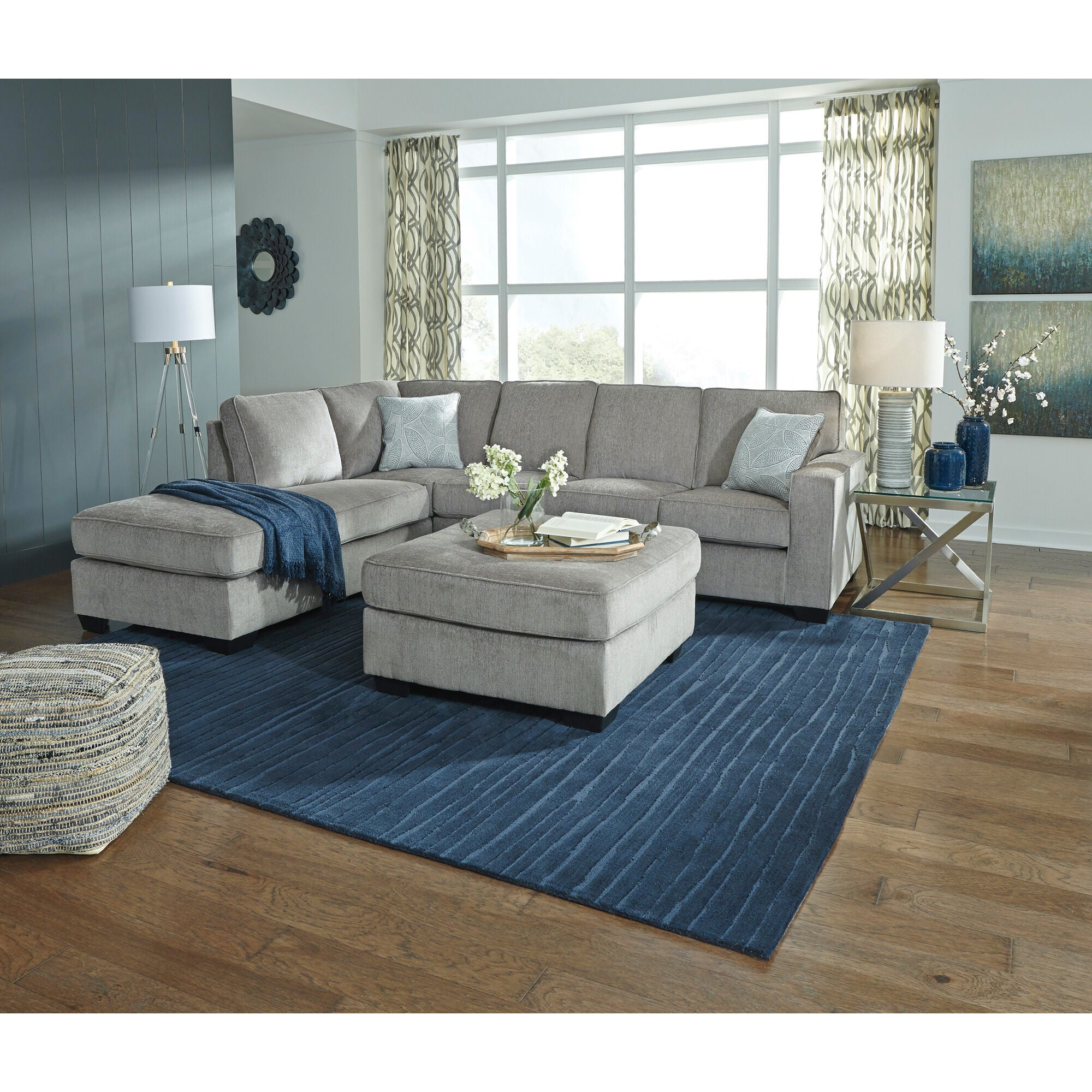 Modern Left Chaise Sectional Sofa with Ottoman - Plush L-Shaped Couch for Living Room, Family Room & Home Theater Comfort
