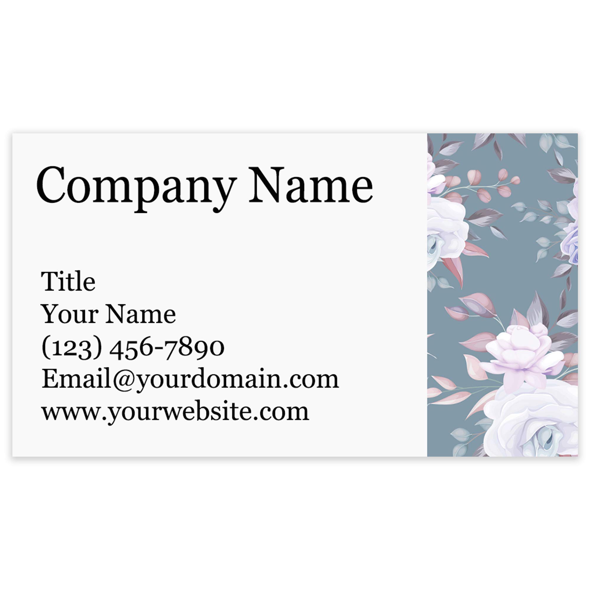 Custom Floral Business Cards 3.5x2 Inches - Eco-Friendly Recycled & Matte Paper - 100% USA Made - 20+ Elegant Floral Designs (White Roses) - Perfect for Networking, Weddings & Small Business Branding