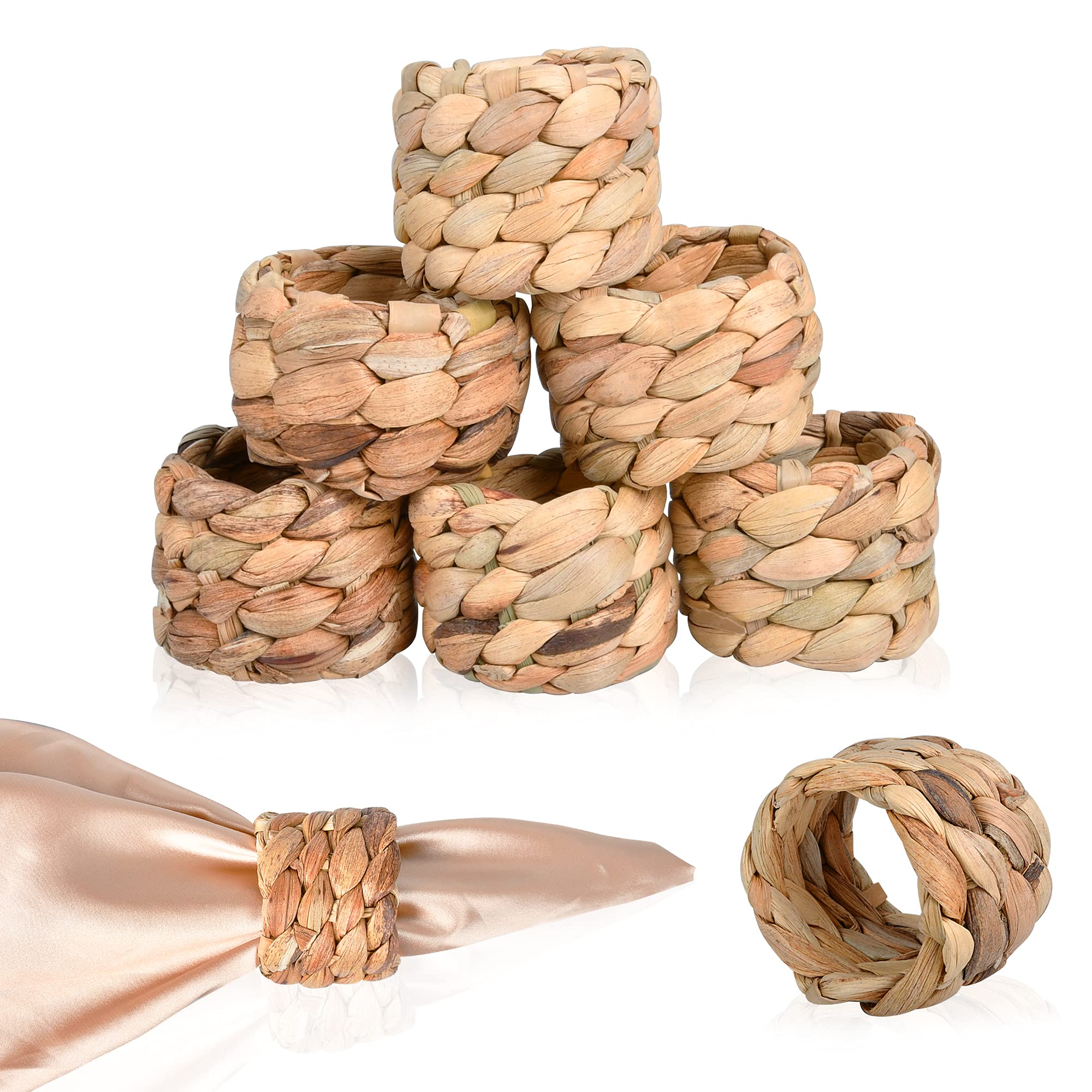 Handmade Woven Napkin Rings Set of 8 - Rustic Farmhouse Style Table Decor for Easter, Thanksgiving & Holidays - Perfect for Spring & Summer Dining Decorations
