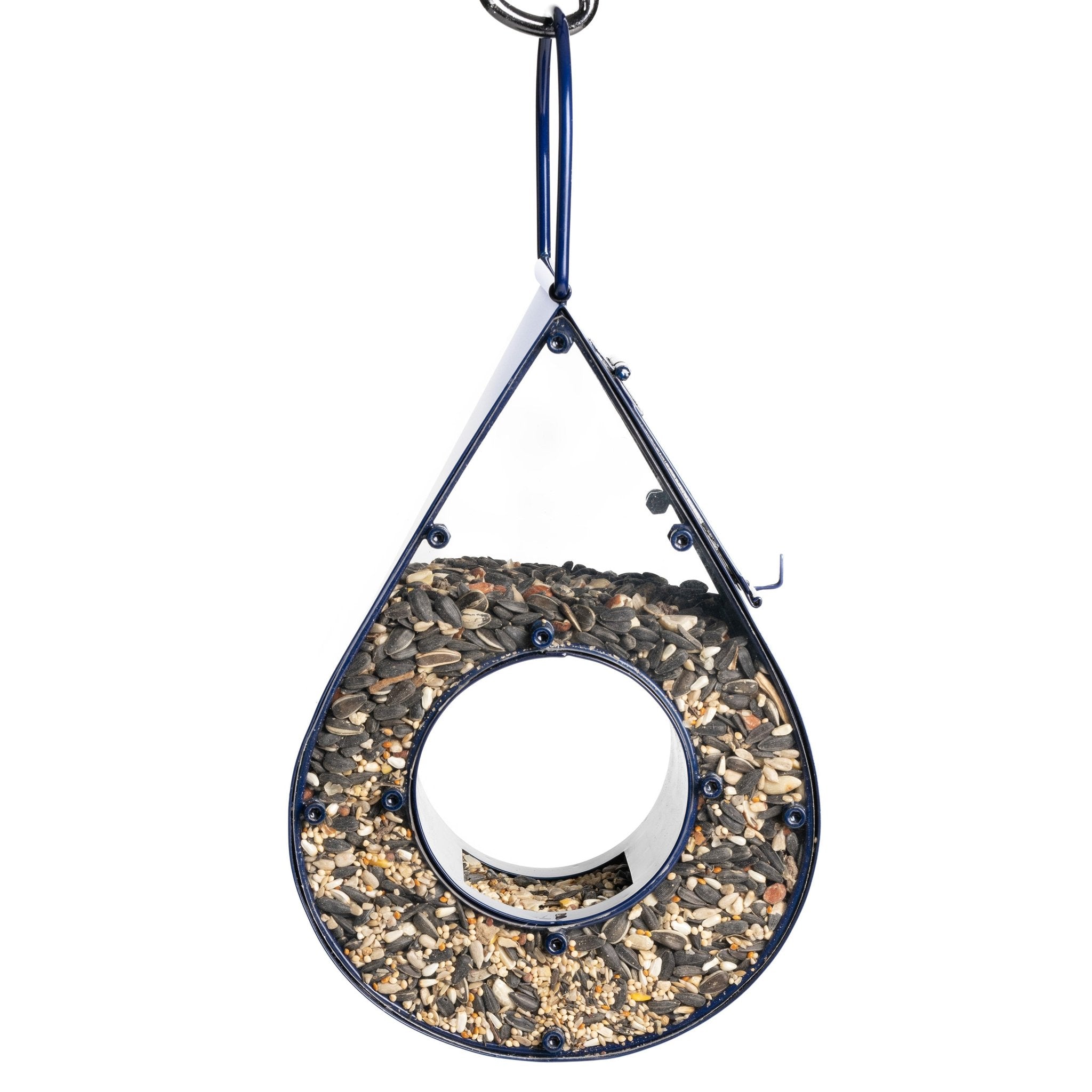 Rain Drop Fly Thru Blue Bird Feeder - Clear Window Bird Feeder for Outdoor Garden, Patio & Backyard - Attracts Cardinals, Finches & Wild Birds (Blue) - Perfect for Bird Watching & Nature Lovers