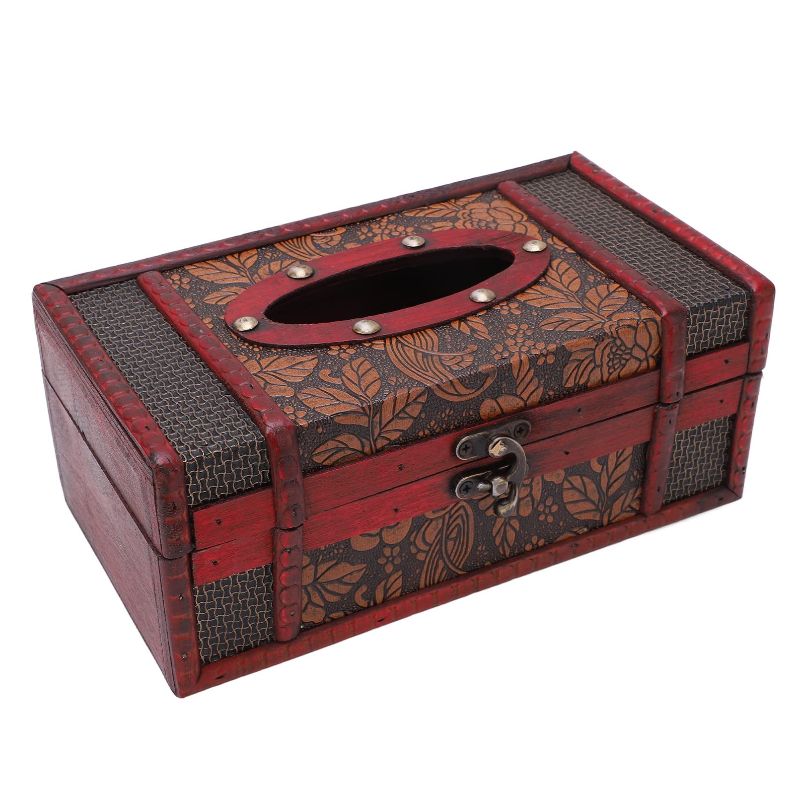 Vintage Wooden Tissue Box Cover - Rectangular Tissue Holder & Napkin Dispenser for Home, Office, Restaurant | Decorative Home Accessory & Bathroom Organizer