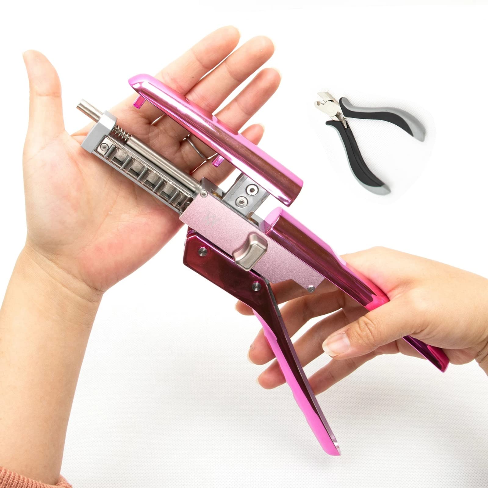 ANIUXIAOGE 6D2 Hair Extensions Machine Kit with Connector & Hair Remover Pliers - Professional No-Trace Human Hair Extension Tool for Salon Use - 5 Bunches in a Row - Perfect for Volume Boosting & Quick Hair Styling