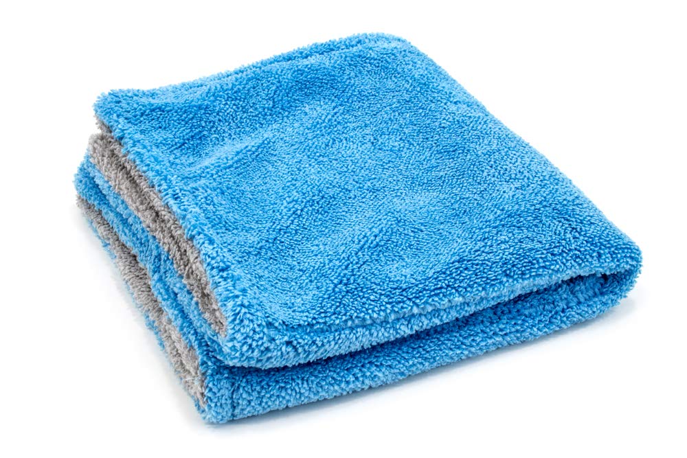 Autofiber Royal Plush Double Pile Microfiber Detailing Towel - 3 Pack (16x16 Inch, 700 GSM) | Ultra Soft Car Detailing Cloth for Waxing, Polishing & Interior Cleaning | Blue/Gray Microfiber Towels for Auto Detailing & Household Use