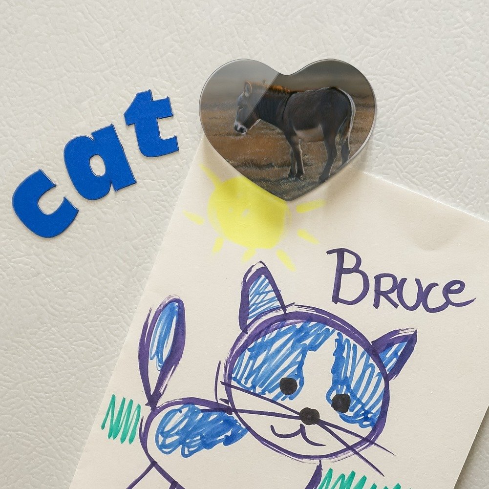 Cute Small Donkey Heart Acrylic Fridge Magnet - Adorable Animal Decor for Kitchen, Office & Dorm Room - Perfect Gift for Animal Lovers & Home Organization