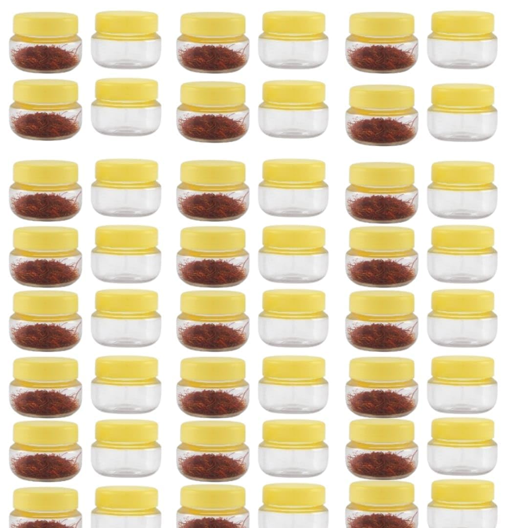 40-Pack Clear 30ml Small Cosmetic Jars with Cream Yellow Caps - Perfect for Lip Cream, Lip Scrubs, Eyeshadow Pigments, Lotions & Creams - Ideal for DIY Beauty Products, Travel Containers & Sample Packaging