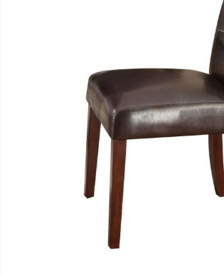 Britney Espresso Synthetic Leather & Walnut Finish Side Chairs (Set of 2) - Modern Dining Room Chairs for Kitchen, Breakfast Nook, or Office Workspace
