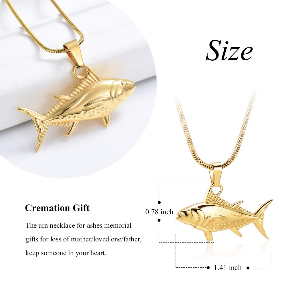 IMRSANL Cremation Jewelry - Memorial Ashes Necklace for Men & Women - Shark Fish Urn Pendant for Human & Pet Ashes - Keepsake Jewelry for Loved Ones - Perfect for Memorial Services & Everyday Remembrance