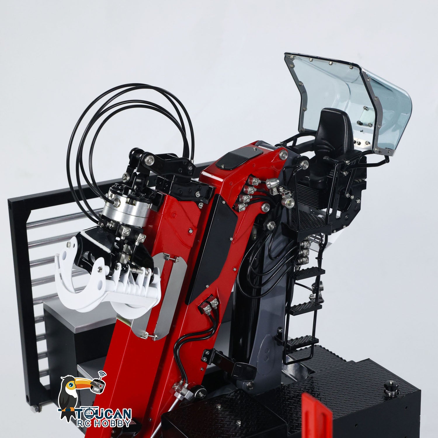1/14 Scale Custom Hydraulic Metal RC Logging Crane Trailer - Painted & Assembled with LED Light System (99x40x20cm) - Perfect for RC Construction & Logging Simulation, Heavy Duty Hauling & Off-Road Scenarios