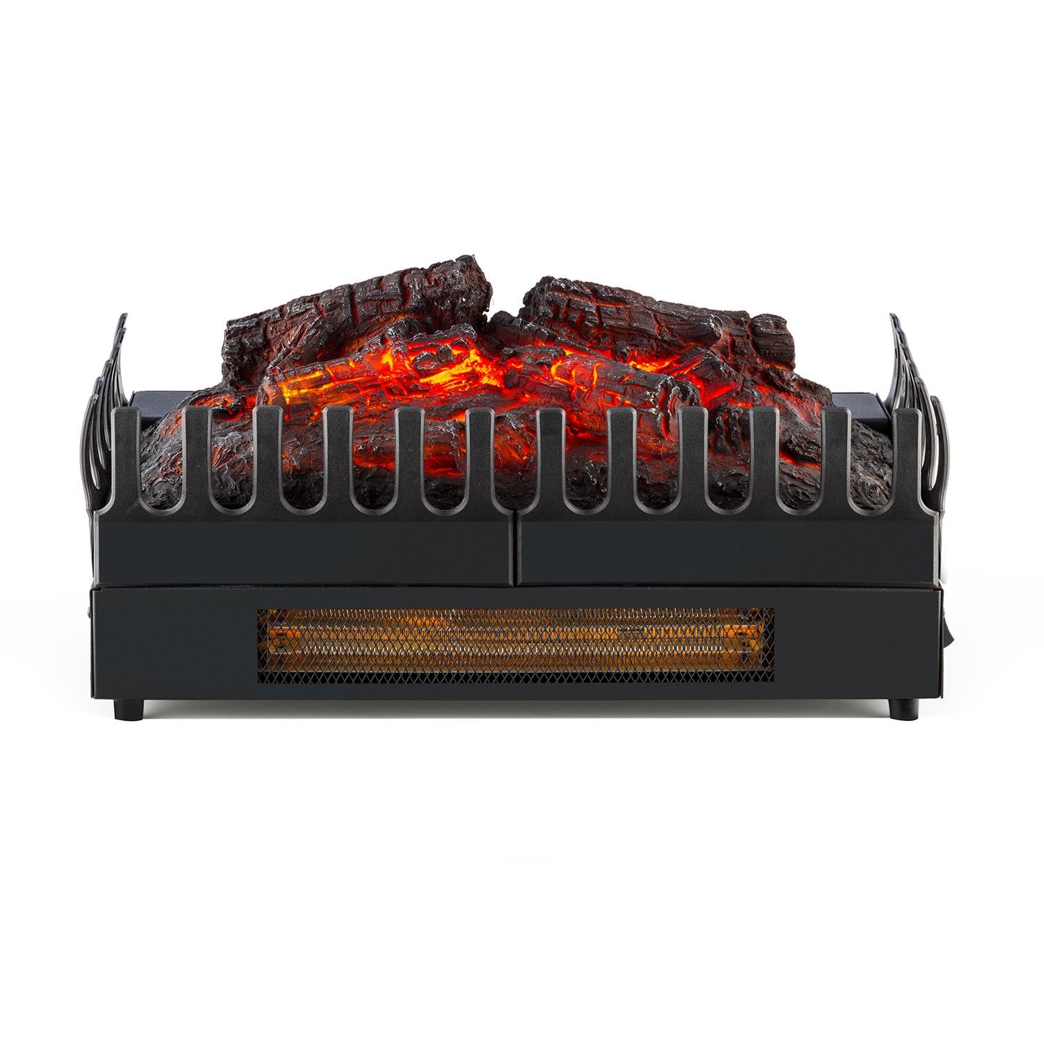 KLARSTEIN Kamini Electric Fireplace Insert with Realistic Glowing Logs - 1000W/1500W Adjustable Heater, 2W LED Flame Effect, Soot-Free & Easy to Clean - Creates Romantic Ambiance for Living Room, Bedroom, or Office (Black)