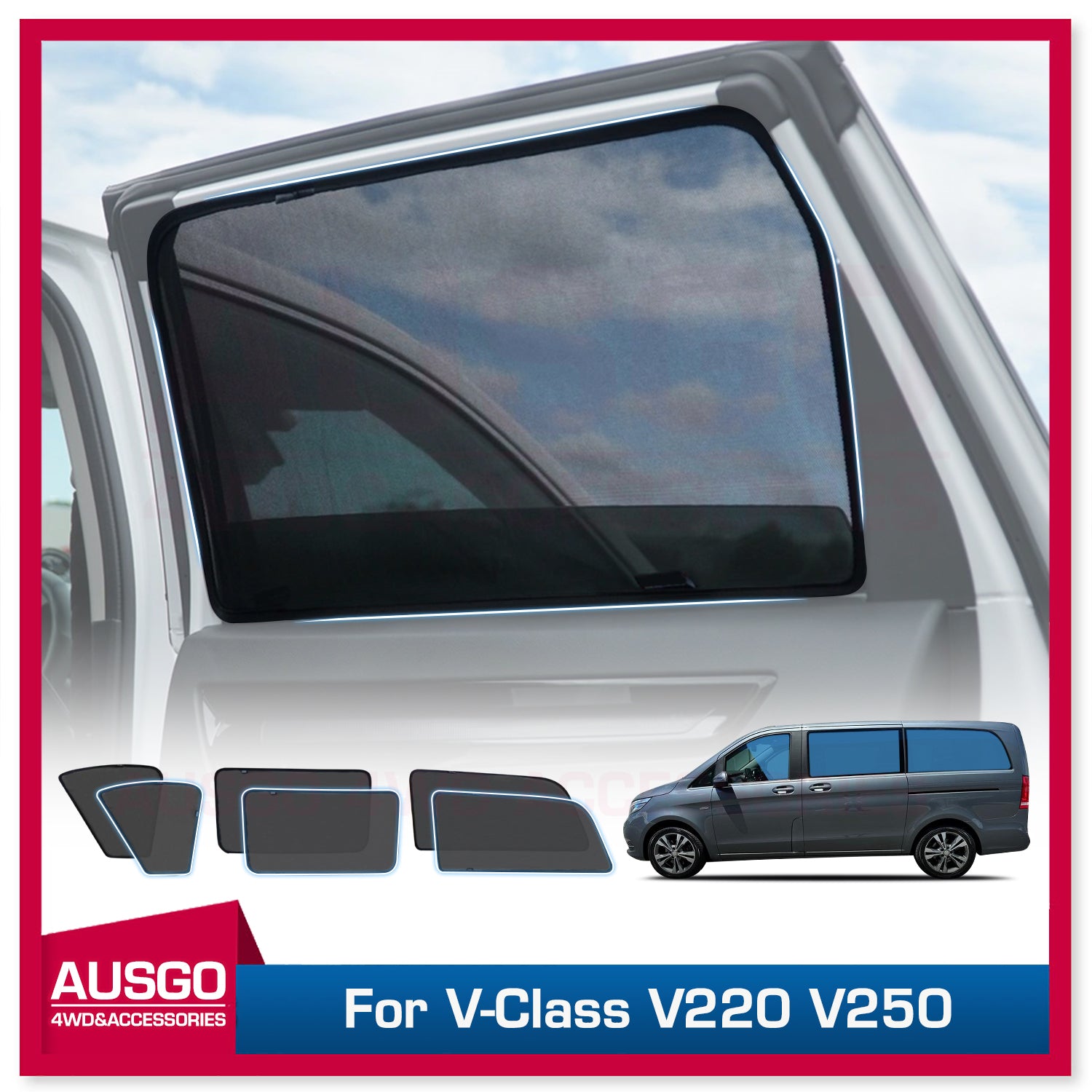 Magnetic Window Sun Shade for Mercedes Benz V Class V220 V250 V300 (2015-2023) - UV Protection & Heat Blocking Car Shades for Summer Driving & Parking