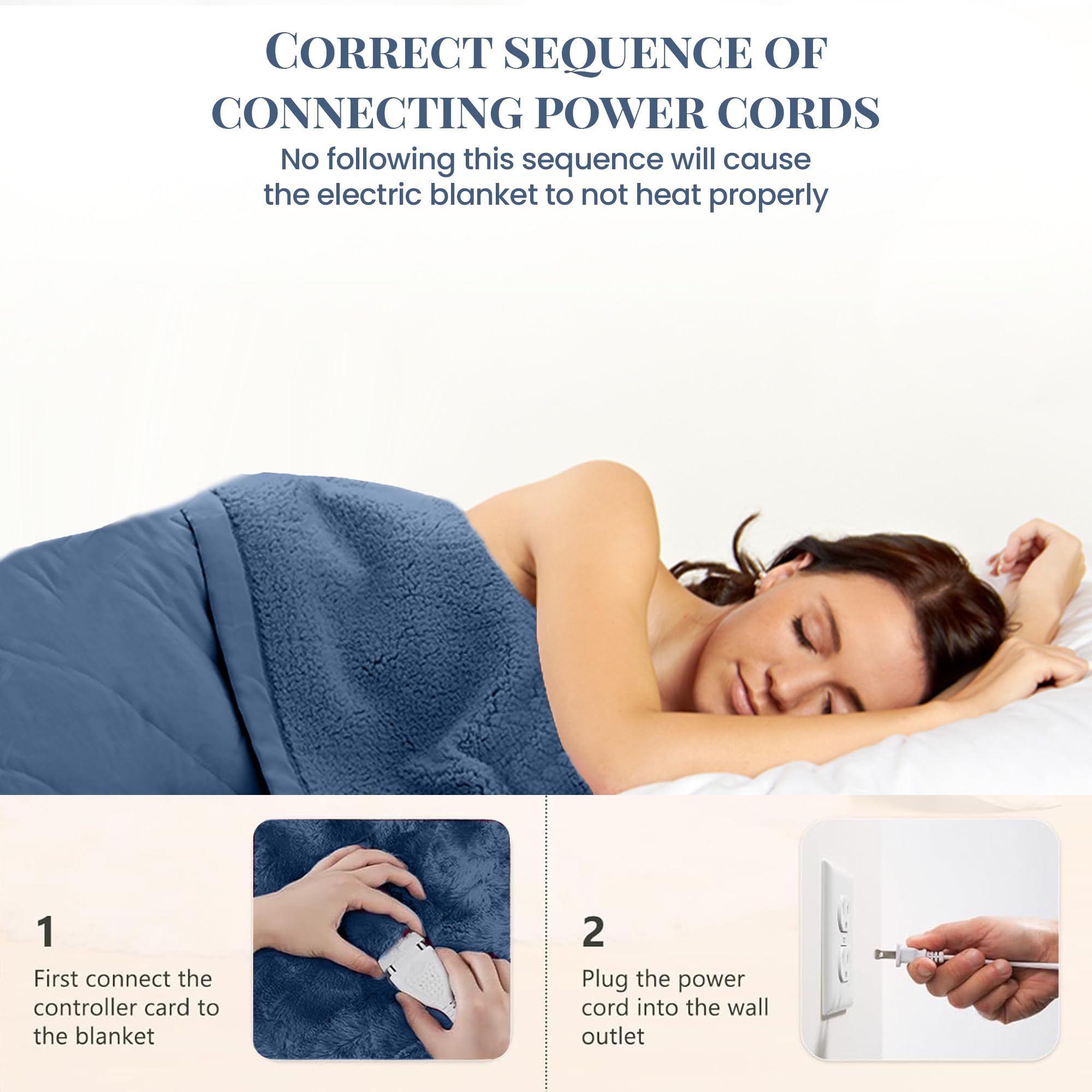 Thermee Micro Flannel Electric Heated Blanket - Full Size (84x90 Inches) Ultra Soft & Warm - Fast Heating Dual Control for Couples - Perfect for Winter Nights, Bedroom, Sofa & Camping - Ultramarine Blue