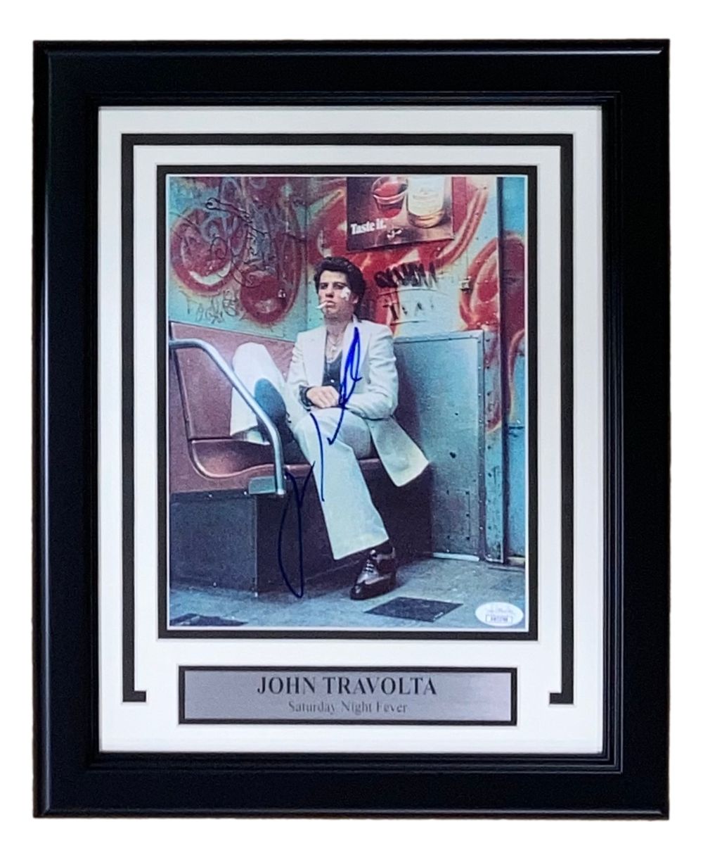 John Travolta Autographed Framed 8x10 Photo - Saturday Night Fever Movie Memorabilia - JSA Certified - Perfect for Movie Collectors & Home Theater Decor
