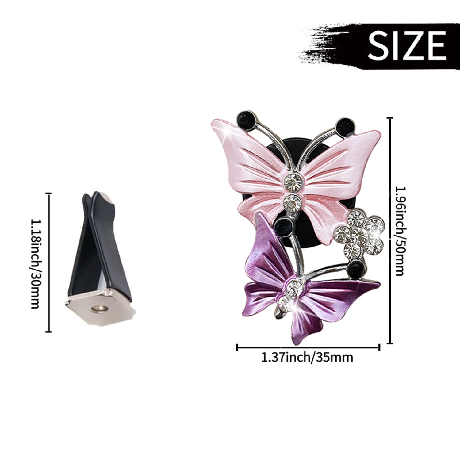 4PCS Sparkly Butterfly Car Air Freshener Vent Clips - Cute Bling Car Diffuser & Vent Decoration Accessories for Women & Girls (Pink) - Perfect for Daily Commute, Road Trips & Gift Giving