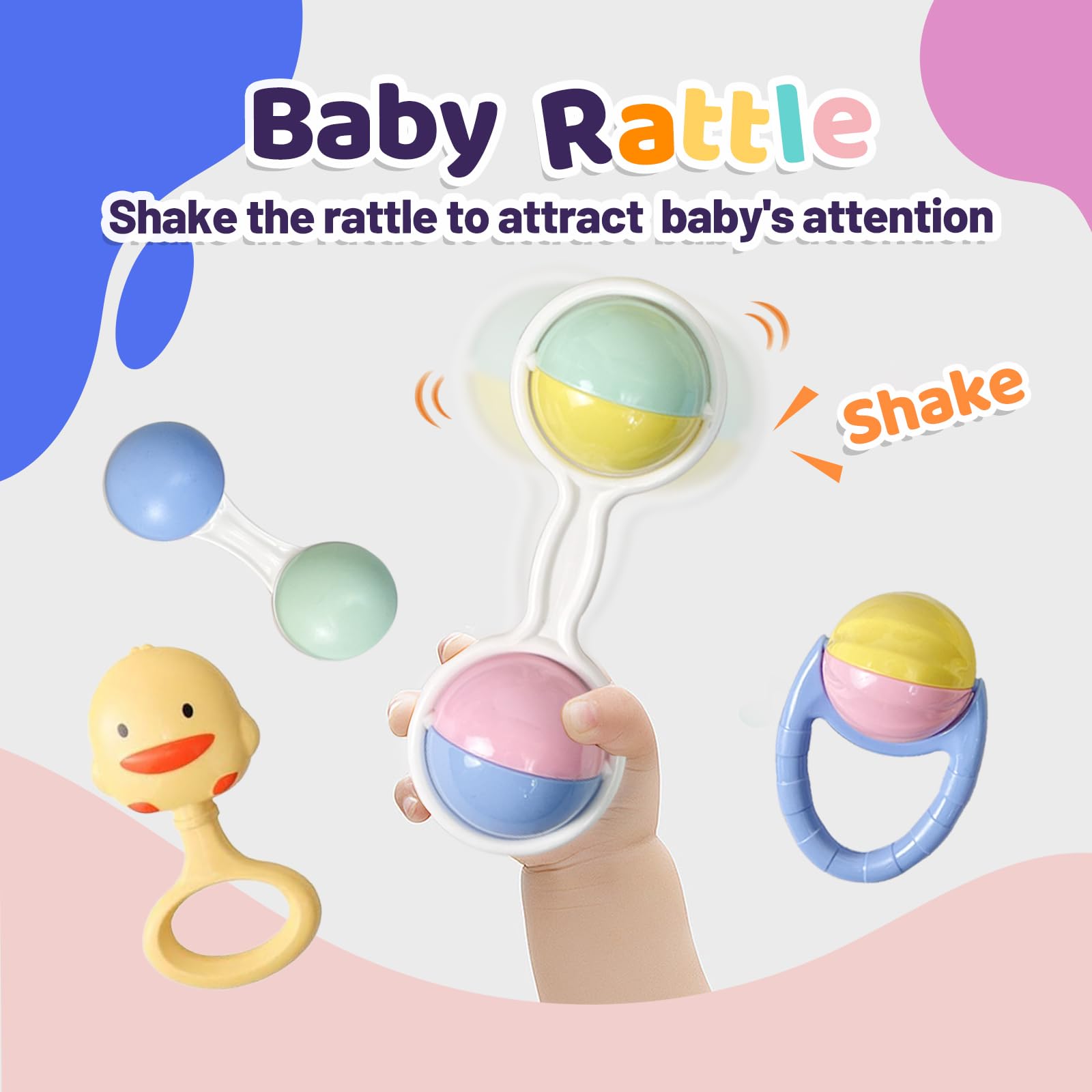 13PCS Baby Rattles & Teething Toys for 0-12 Months - Soft Infant Developmental Toys with Storage Case - Perfect Newborn Christmas Gift for Boys & Girls - Ideal for Playtime, Sensory Development & Soothing Teething Pain