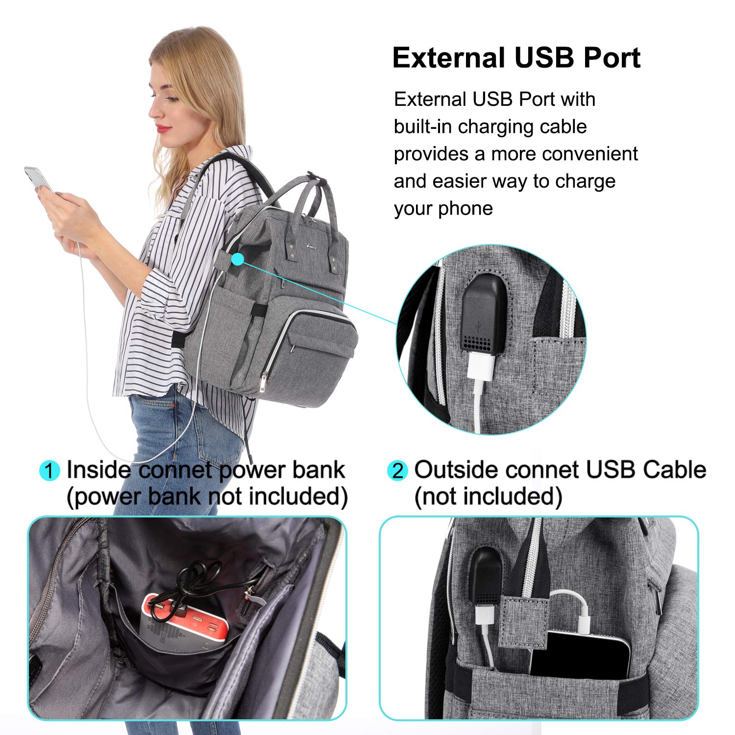 LOVEVOOK 15.6 Inch Laptop Backpack for Women - Waterproof Business Computer Bag with USB Charging Port, Perfect for Work, Travel & College (Upgraded Version) - Ideal for Office Professionals, Students & Commuters
