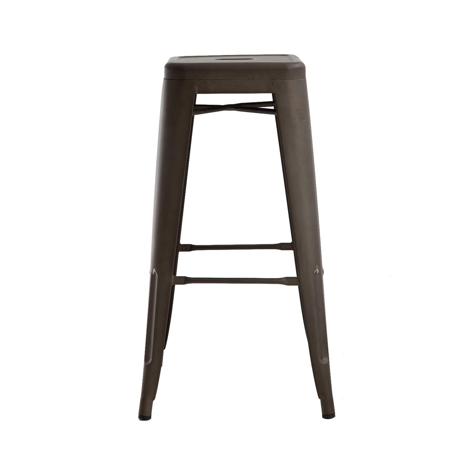 LCH Set of 4 Bar Stool Chairs - 30 Inch Height Metal Bar Stools for Kitchen, Restaurant & Patio - Sturdy Stackable Indoor/Outdoor Chairs in Bronze Finish - Perfect for Dining, Poolside & Commercial Use