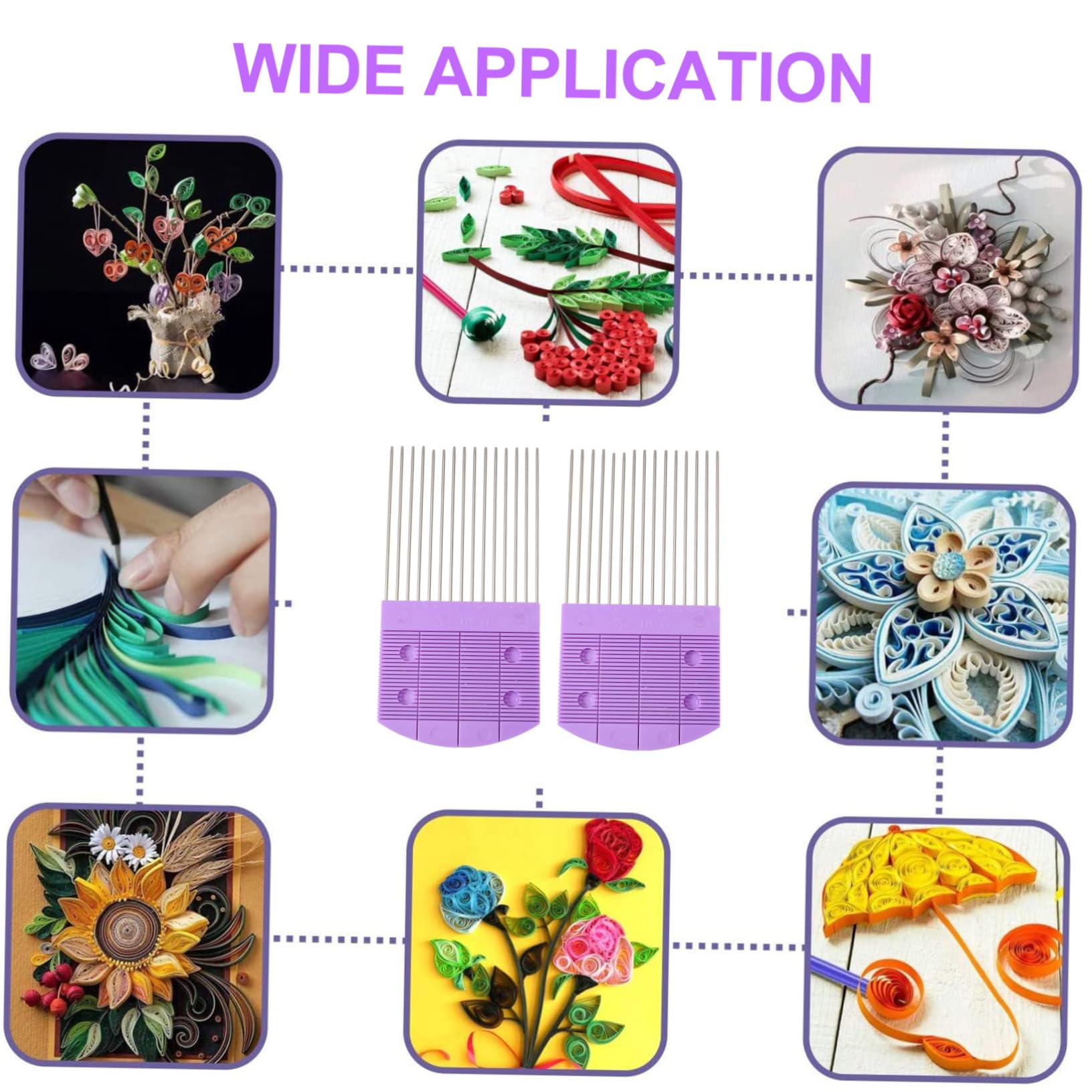 6-Piece DIY Quilling Tools Set - Paper Craft Combs, Crimper Pins, Weaving Supplies for Scrapbooking, Card Making & Home Decor (Purple)