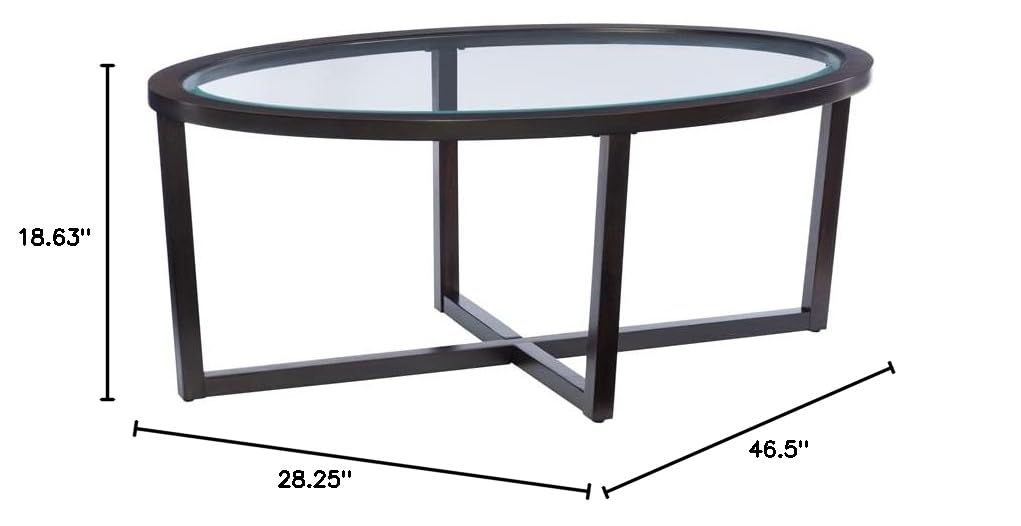 Pemberly Row 3-Piece Round Coffee Table Set with Glass Top - Wooden Living Room Furniture (1 Coffee Table + 2 End Tables) in Rich Umber Finish - Perfect for Small Spaces, Apartments & Cozy Living Rooms