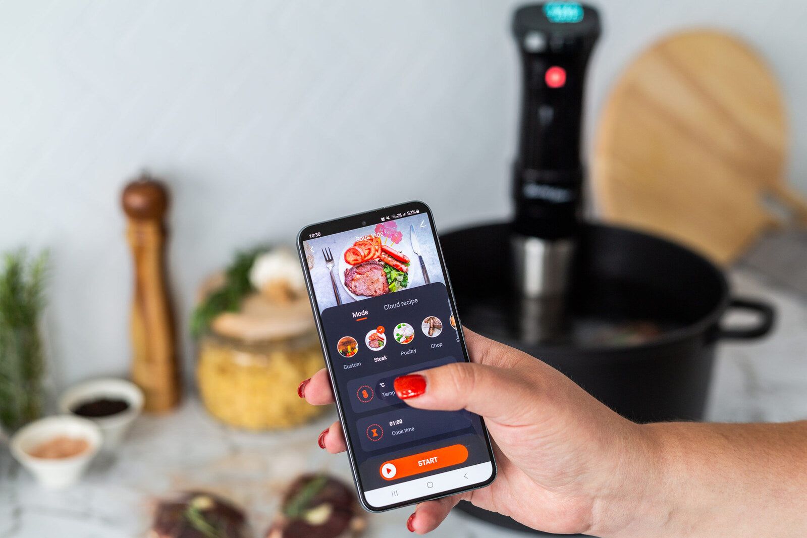WiFi Sous Vide Precision Cooker with Touchscreen Display - 1100W Immersion Circulator for Steak, Chicken & Seafood - Perfect for Home Chefs & Restaurant Use