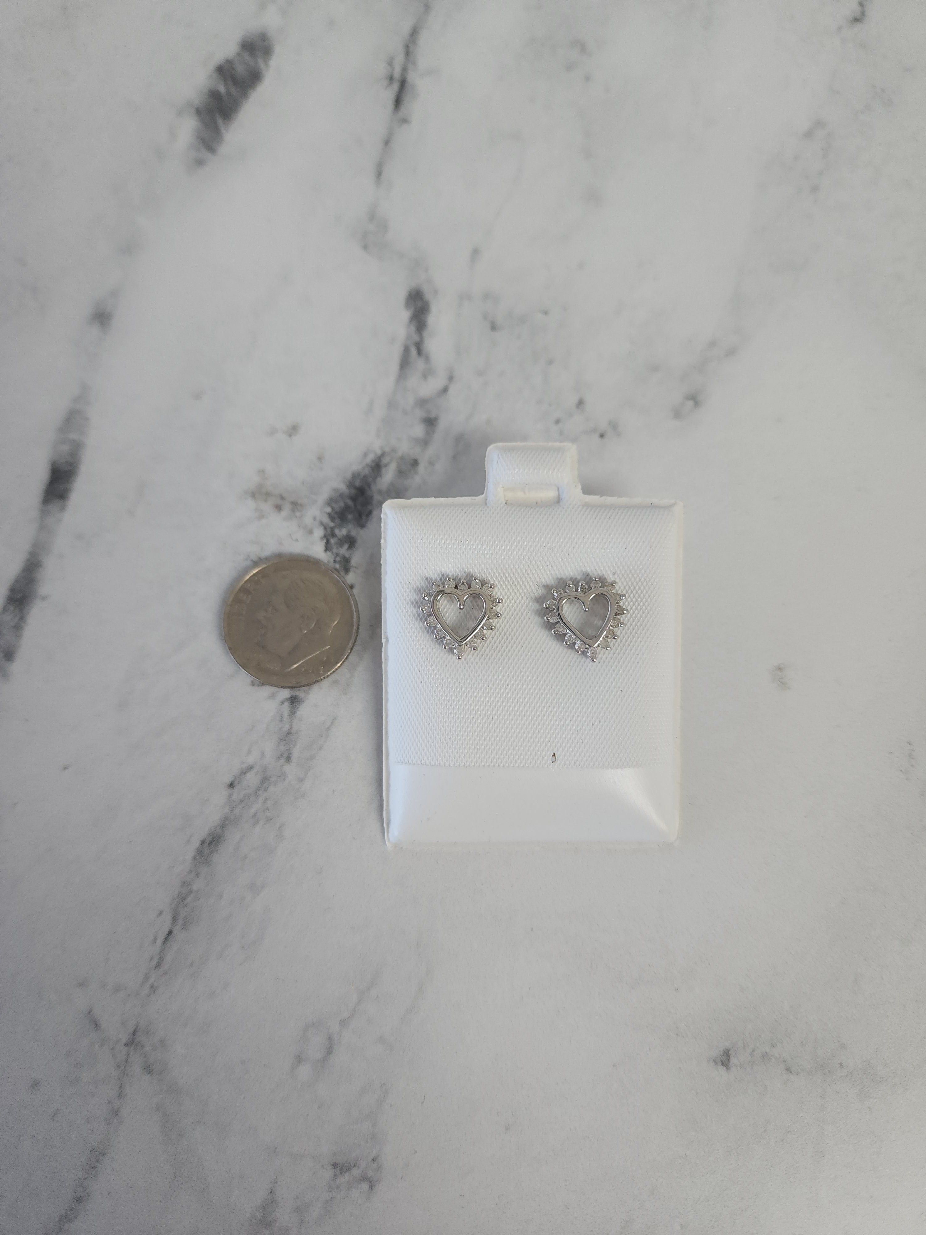 14K White Gold Heart Shaped Diamond Stud Earrings .25cttw - Perfect for Valentine's Day Gifts, Anniversary Presents & Romantic Occasions