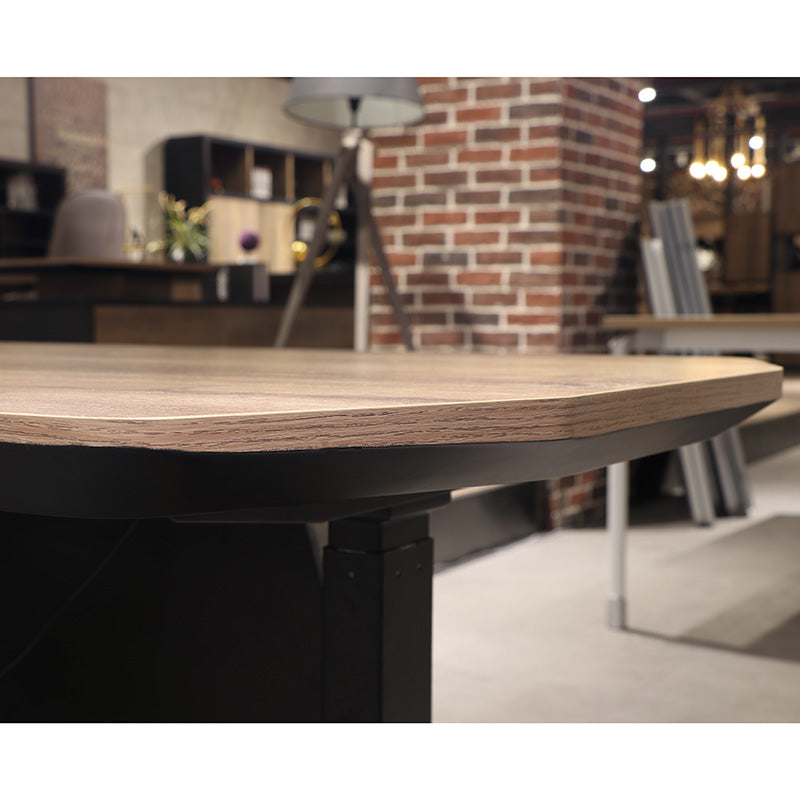 EASTON Electric Height Adjustable Standing Desk with Left Return - 2.2m Warm Oak & Black - Perfect for Home Office & Workspace Ergonomics