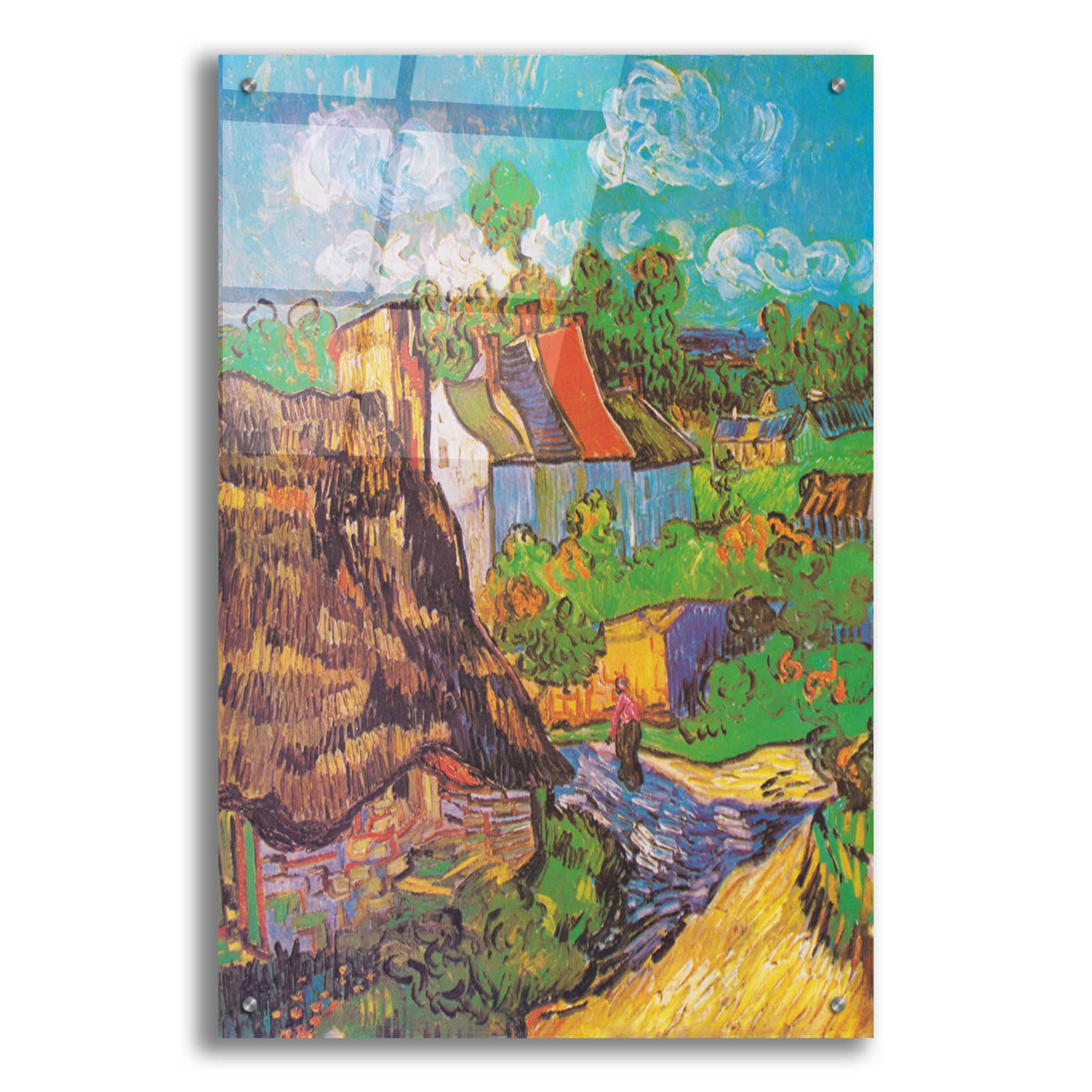 Vincent Van Gogh 'Houses At Auvers' Acrylic Glass Wall Art Print - 24x36 Inches - Modern Home & Office Decor - Perfect for Living Room, Bedroom or Gallery Display