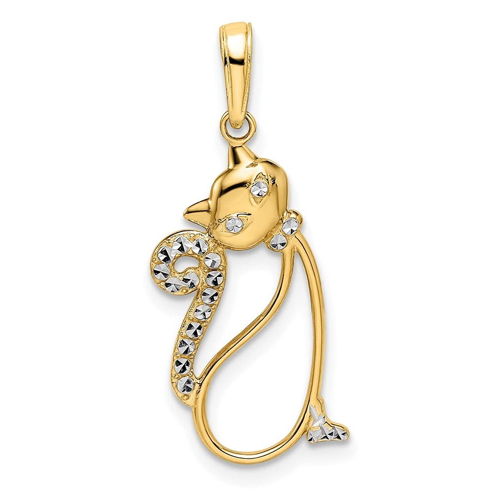 14K White Rhodium Sparkle Cut Cat Pendant Necklace for Women - Elegant Jewelry Gift for Birthday, Anniversary & Valentine's Day - Perfect for Casual Wear, Date Nights & Special Occasions