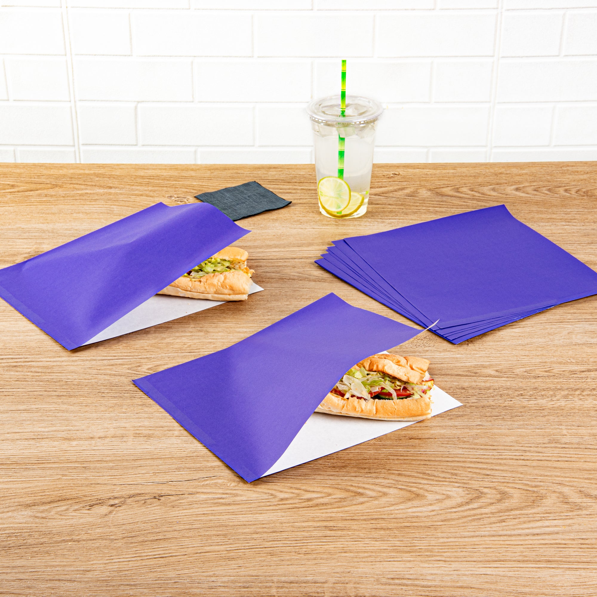 Premium Purple Greaseproof Paper Bags - Large Double Open Design (10