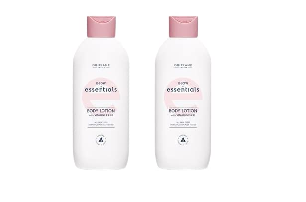 Essentials Glow Body Lotion with Vitamin E & B3 - 2 Pack (250ml x 2) | Hydrating & Nourishing Moisturizer for Dry Skin - Perfect for Daily Use & Nighttime Skincare Routine