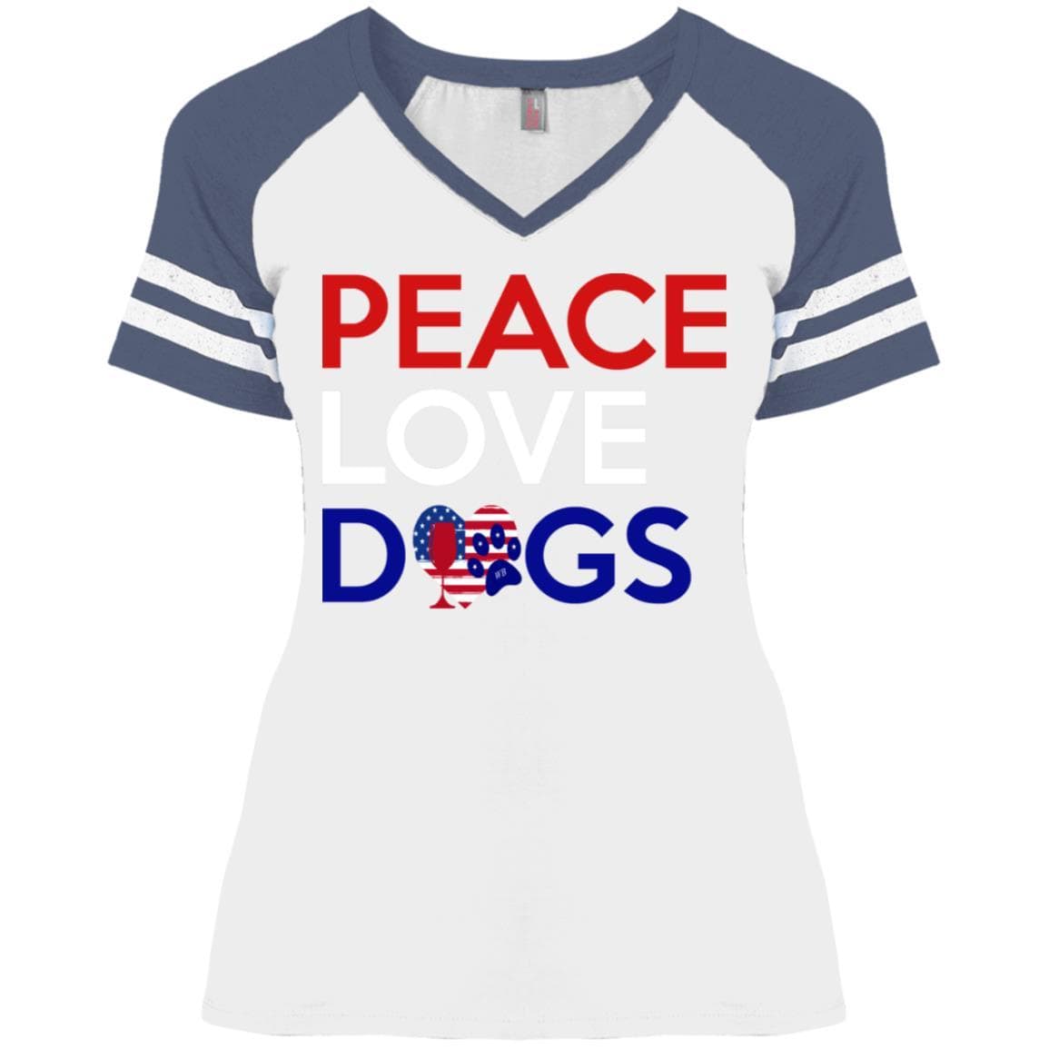 Peace Love Dogs Women's V-Neck T-Shirt - Cute Casual Graphic Tee for Dog Lovers | Perfect for Everyday Wear, Dog Walks & Pet Lover Gifts