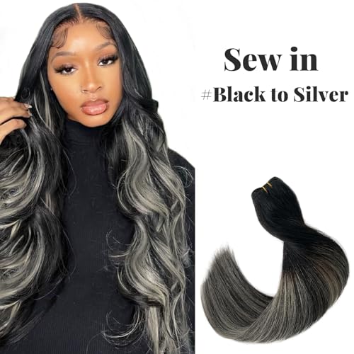 #1BT1B/Silver Black to Silver Ombre Highlight