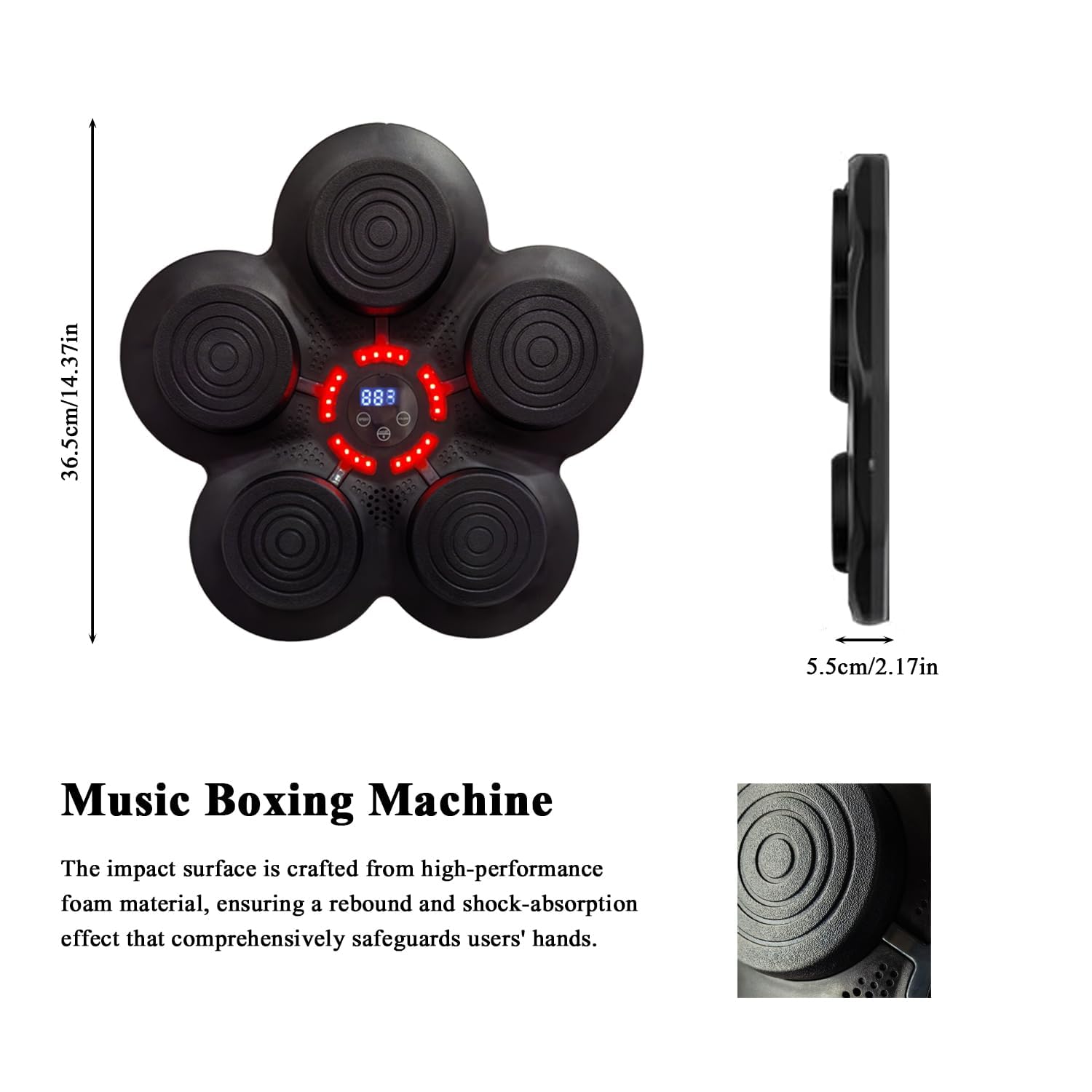 Music Boxing Machine for Adults & Kids - Wall Mounted Punching Bag with Gloves | Boxing Equipment for Home Gym, Fitness Training & Stress Relief