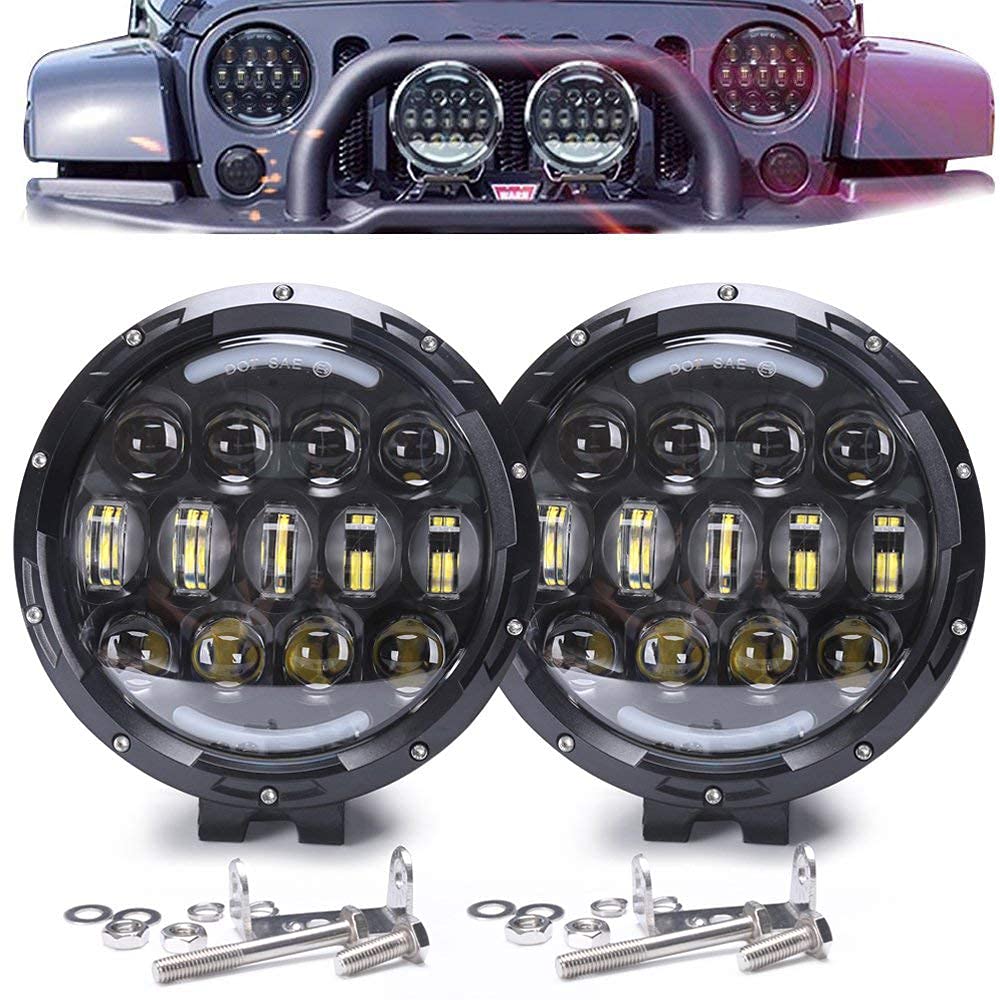105W 7-Inch LED Light Bar - Round Spot Light Pods for Off-Road Driving, Fog, Bumper & Roof - Compatible with Jeep, Truck, ATV, SUV - Perfect for Off-Roading, Construction, Camping & Hunting Adventures