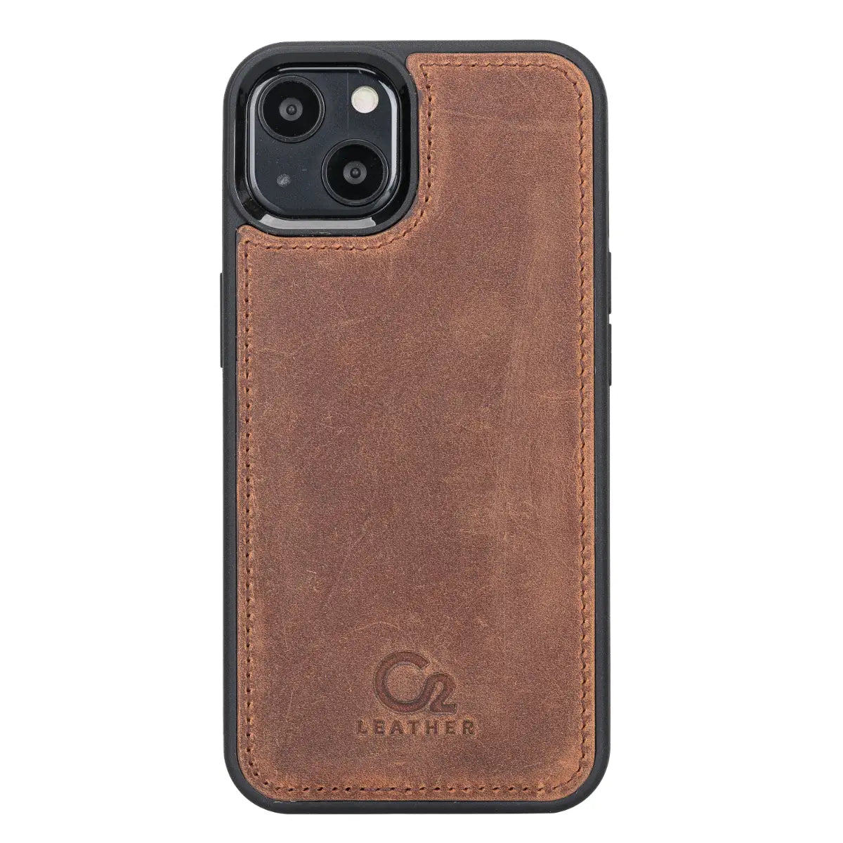 Premium Anti-Slip Brown Leather Snap-On Case for iPhone 13 (6.1 Inch) - Durable Protection with Stylish Design for Everyday Use & Business Professionals