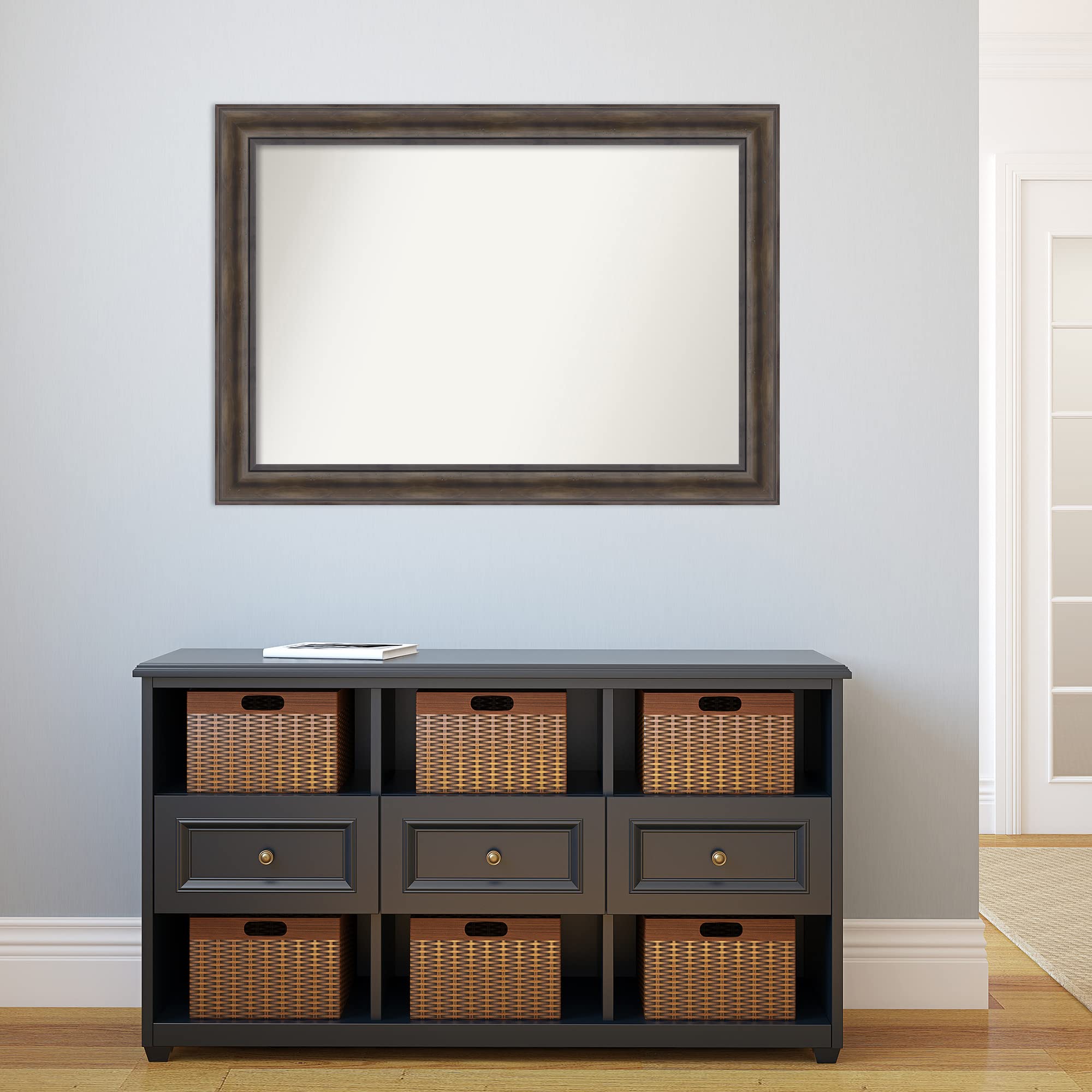 Amanti Art 30x42 Inch Rustic Pine Brown Rectangle Wall Mirror with Wood Frame - Large Farmhouse Bathroom & Living Room Decor - Horizontal or Vertical Hanging - Perfect for Entryway, Bedroom, and Hallway Décor