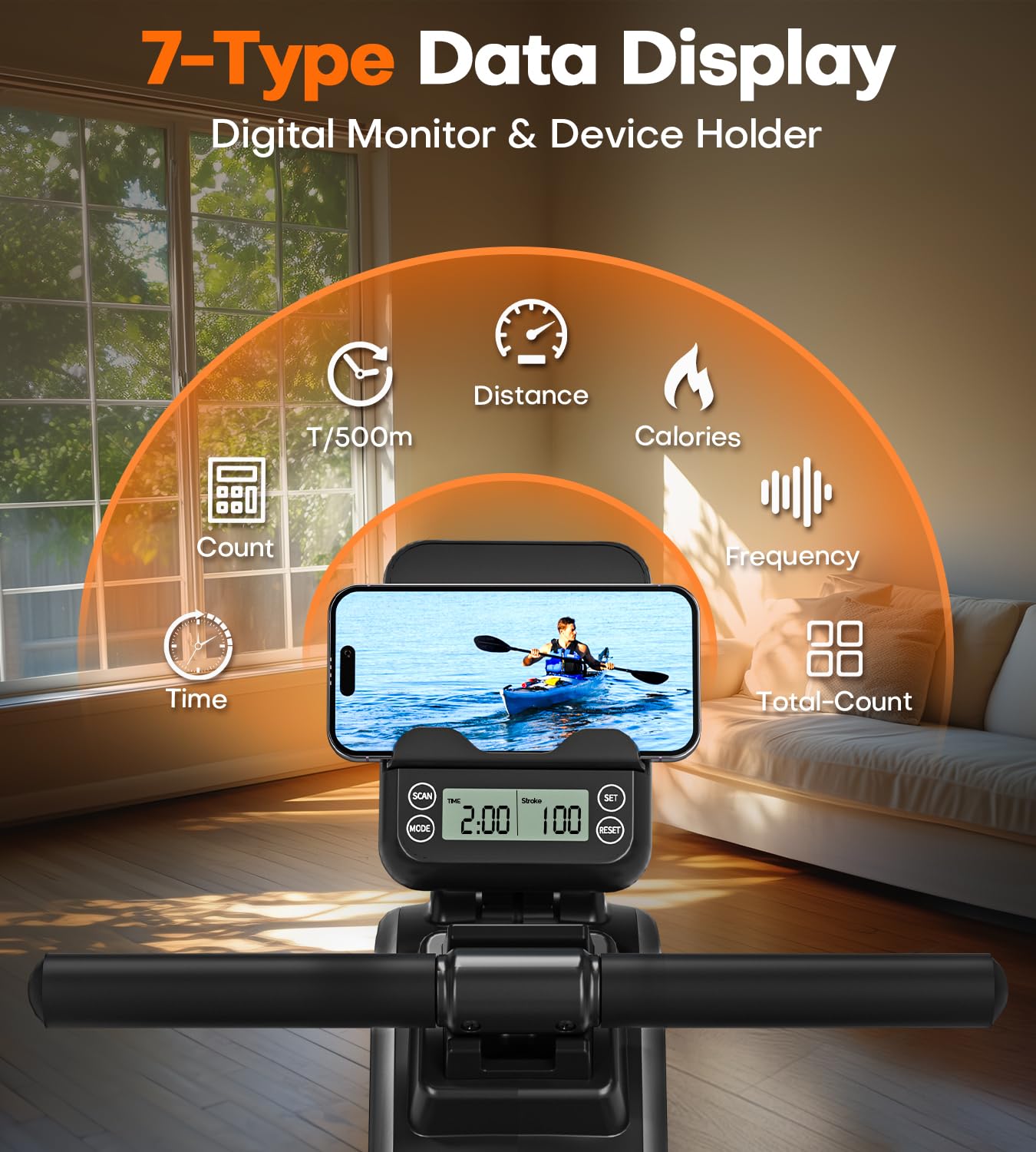 MOSUNY Magnetic Rowing Machine for Home - 350 LB Weight Capacity, 16 Resistance Levels, Dual Slide Rail System with Bluetooth & App Connectivity (2025 Model) - Perfect for Home Gym, Full-Body Workout & Cardio Training