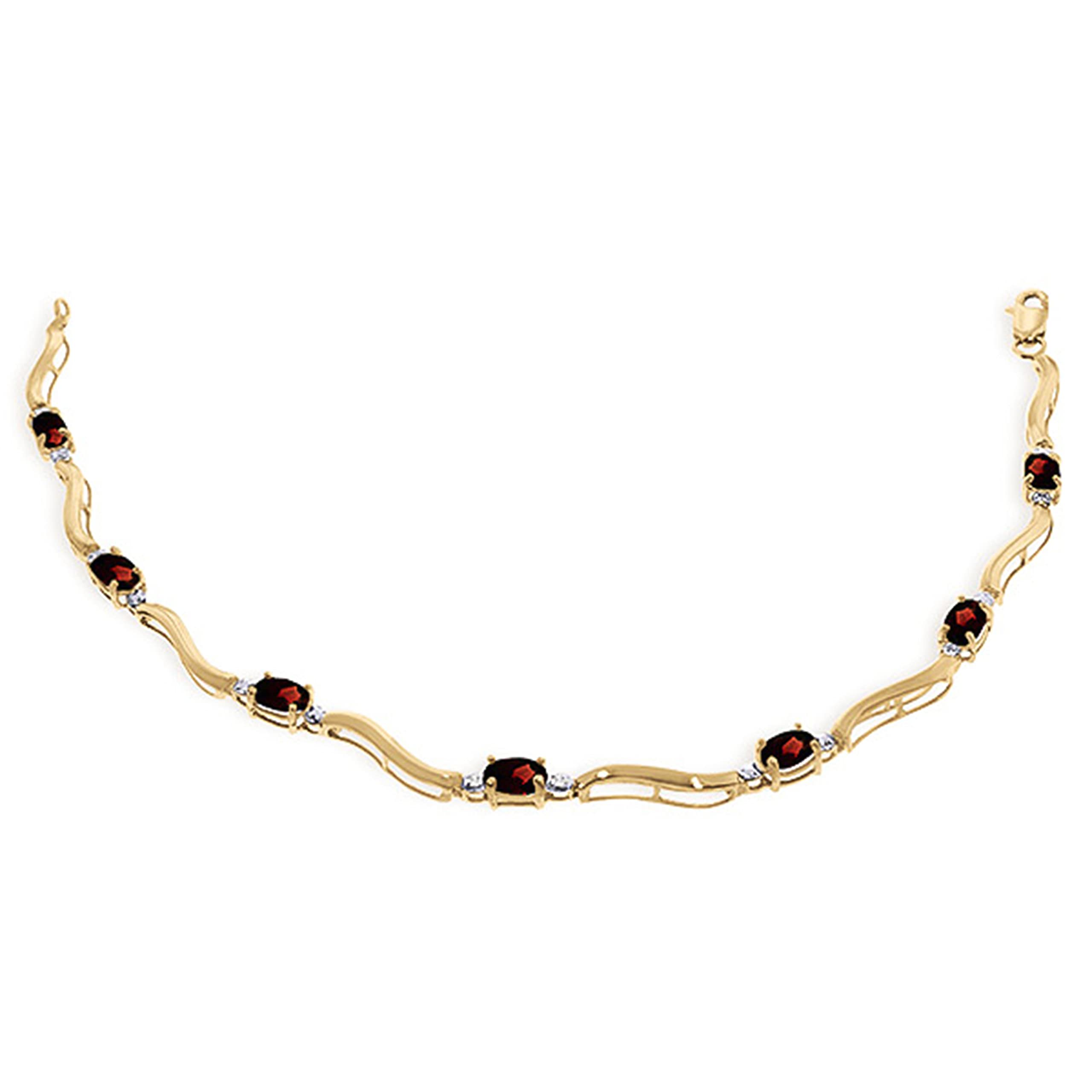 14K Solid Gold Tennis Bracelet with 2.01 CTW Diamonds & Garnets | Elegant Jewelry for Women | Perfect for Weddings, Parties & Special Occasions