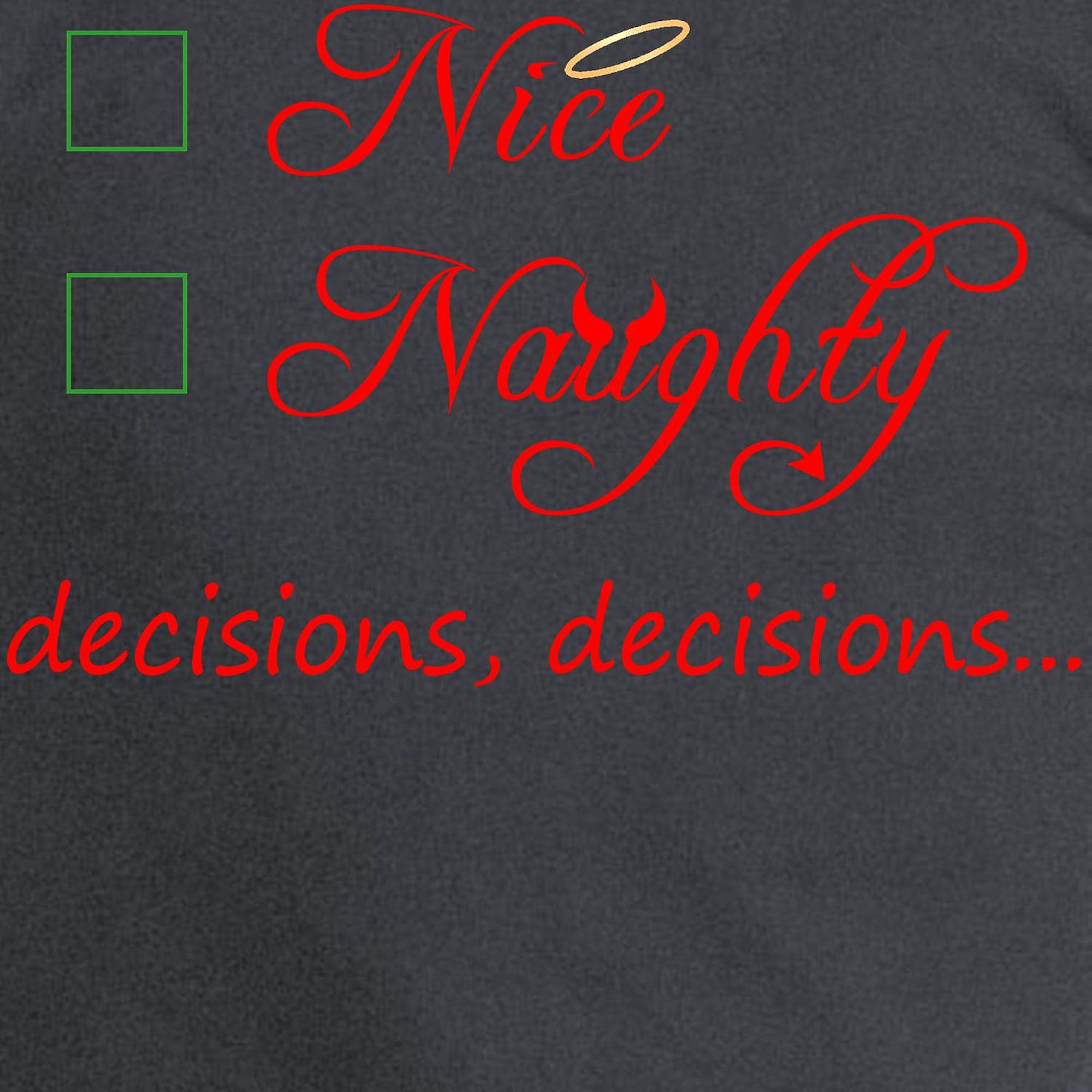 Nice Or Naughty Men's Long Sleeve Dark Crewneck T-Shirt - Comfortable Casual Wear for Christmas Parties & Holiday Gatherings