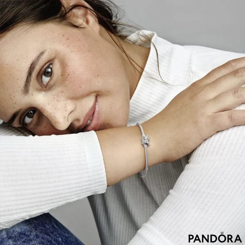 PANDORA Moments Butterfly Clasp Snake Chain Bracelet - Sterling Silver with Cubic Zirconia - Compatible with PANDORA Charms - Elegant Jewelry Gift for Women - Perfect for Anniversaries, Birthdays & Special Occasions