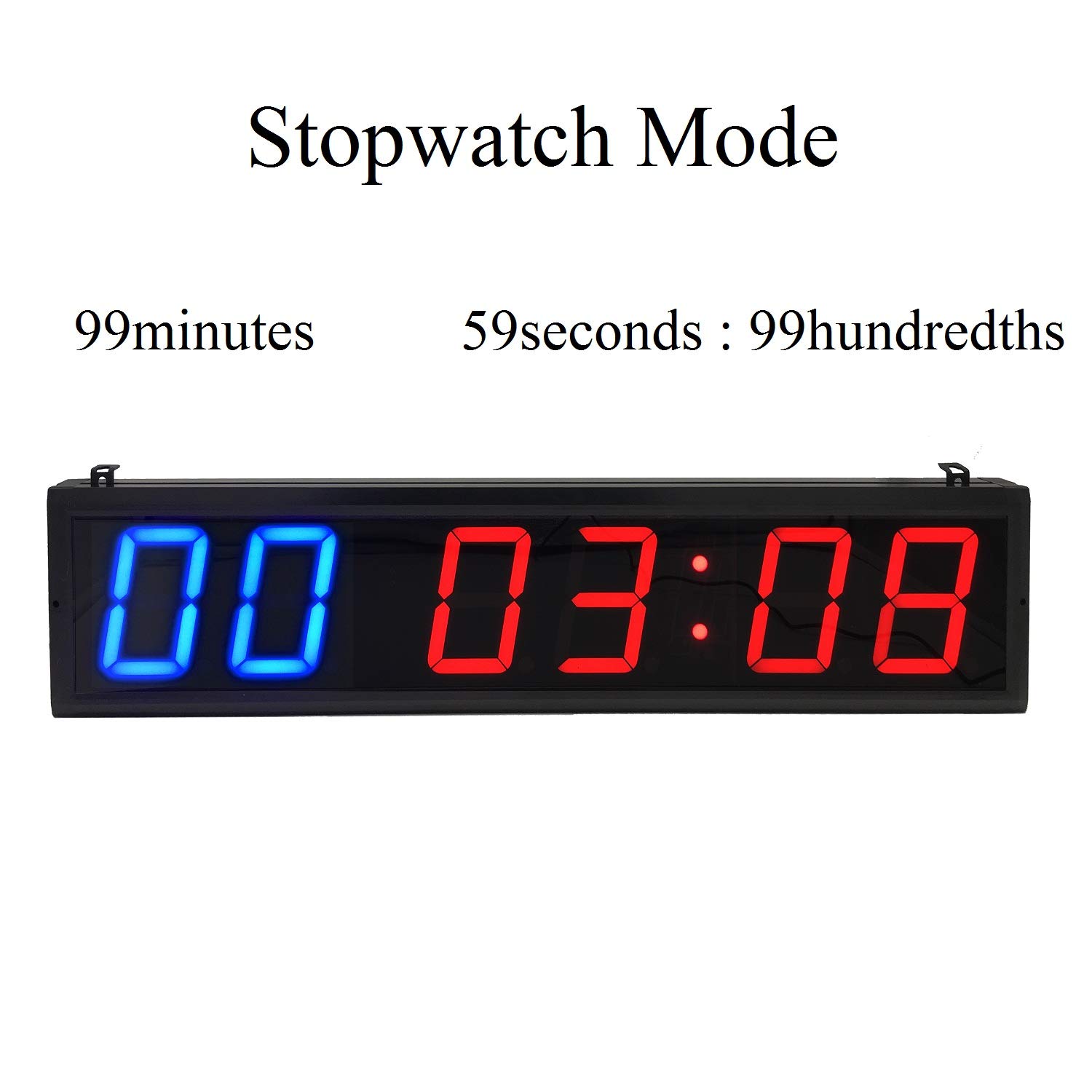 LED Interval Timer Count Down/Up Clock Stopwatch with 2 Blue & 4 Red Displays - Perfect for Gym Workouts, Cooking, and Classroom Activities