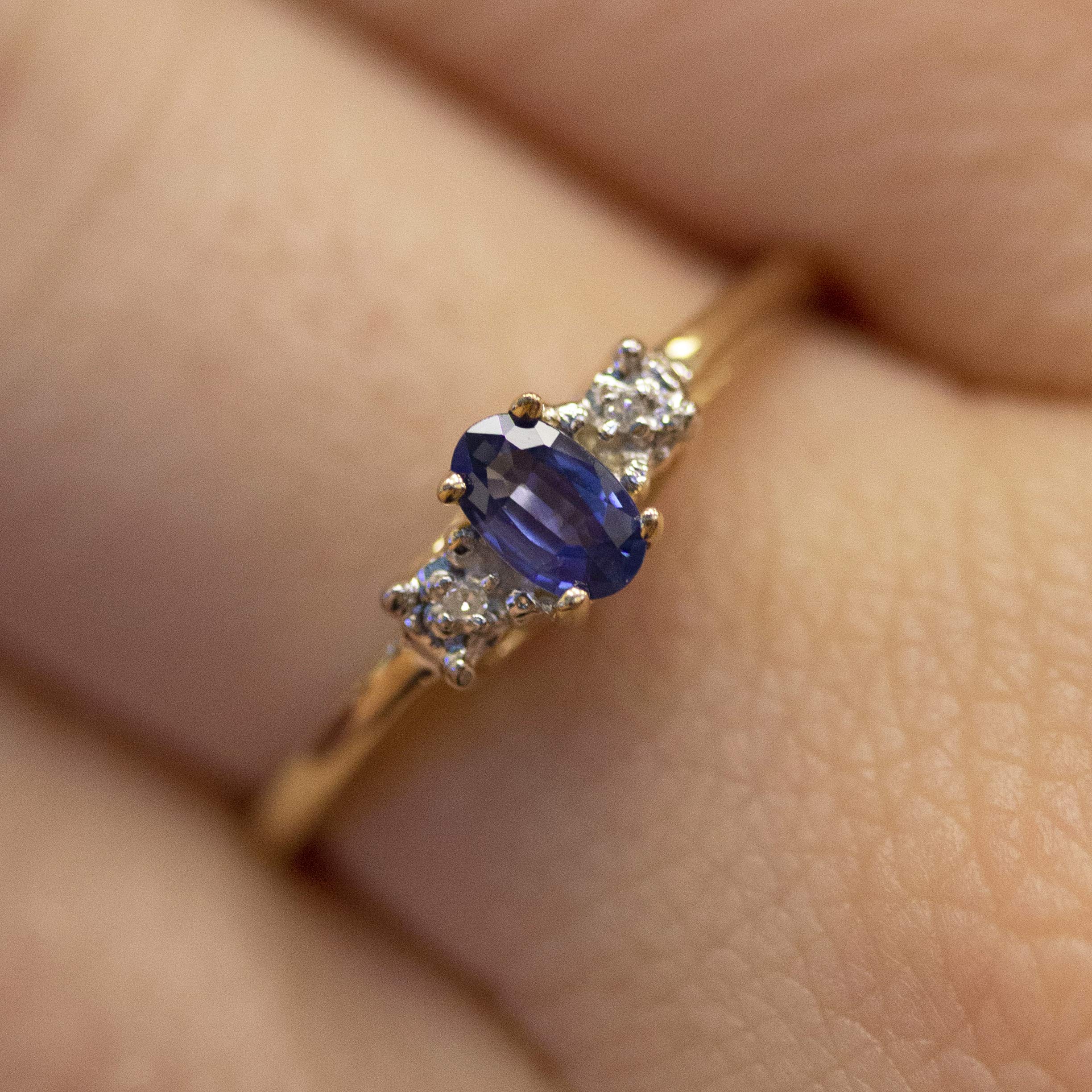 10K Yellow Gold Genuine Birthstone Solitaire Oval Gemstone & Diamond Engagement Ring for Women - Perfect Wedding, Anniversary & Proposal Jewelry Gift