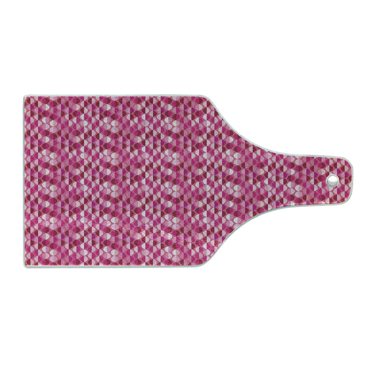 Ambesonne Fuchsia Decorative Tempered Glass Cutting Board - Vintage Abstract Leaf Design, Non-Slip Oval Serving Board for Kitchen & Entertaining - Perfect for Charcuterie, Cheese Display & Wine Bottle Serving (Hot Pink, Pale Pink & White)