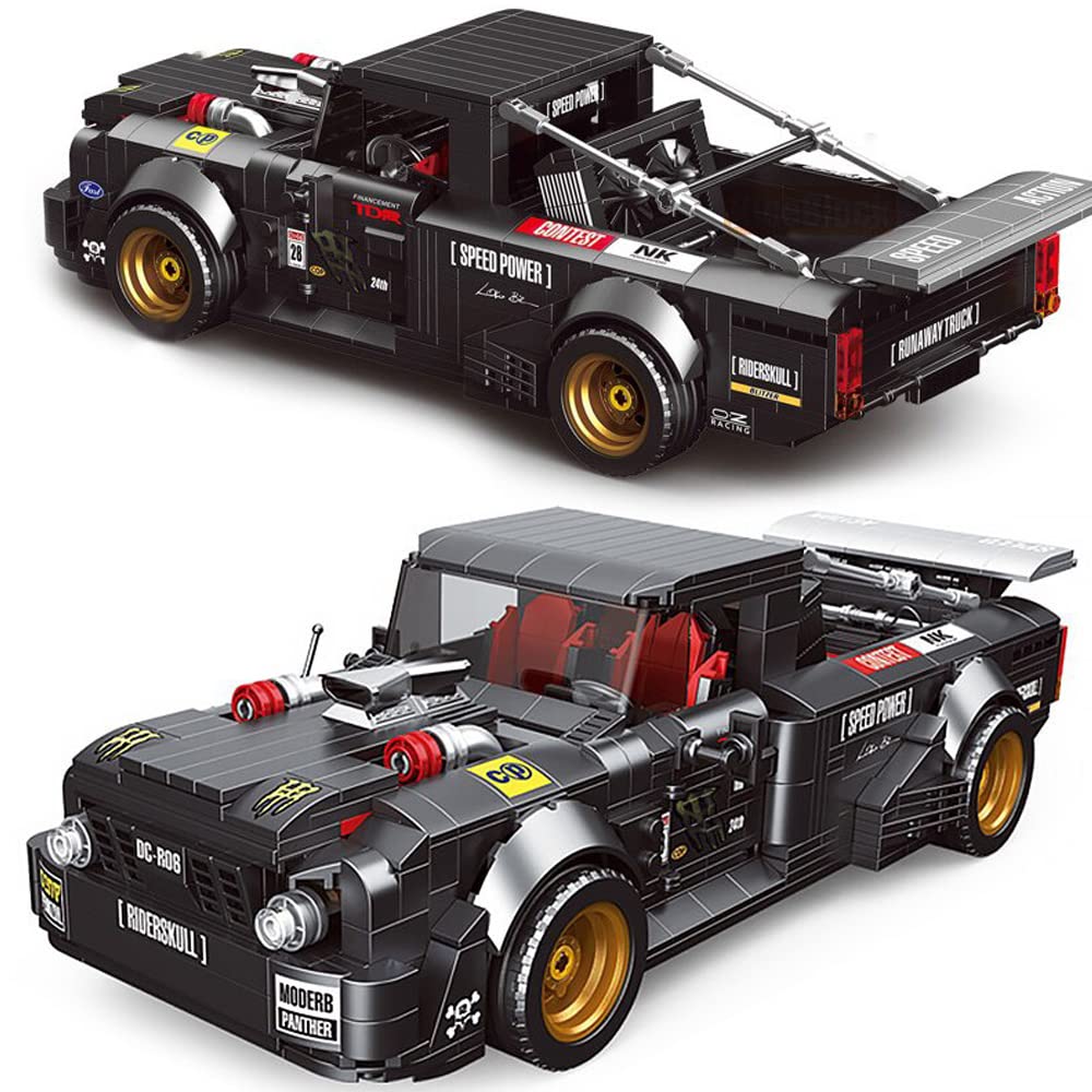 Technical Ideas Famous Truck Model Building Blocks Set - Speed Sports Car Bricks Educational STEM Toys for Adults & Kids - Collectible Vehicle Building Kit for Display & Play