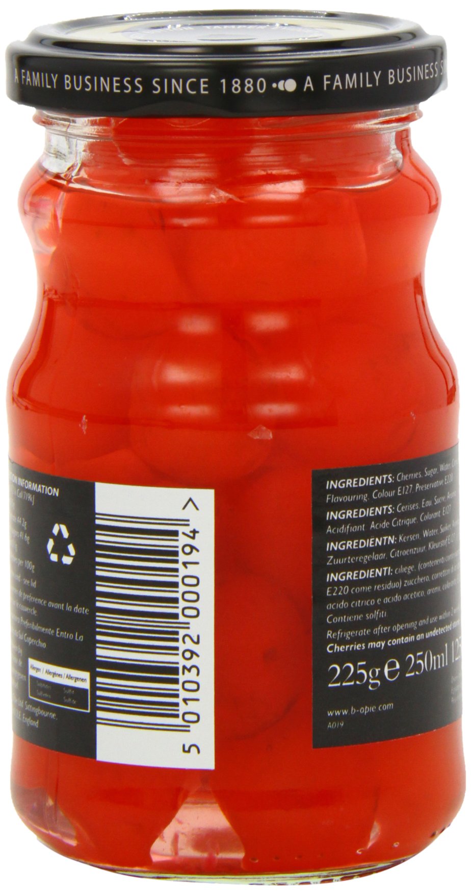 Opies Maraschino Cocktail Cherries 225g (6-Pack) - Premium Garnish for Cocktails, Desserts & Baking - Perfect for Martinis, Old Fashioned & More