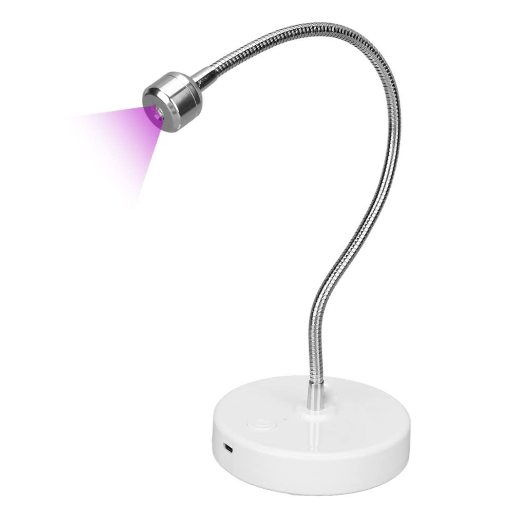 3W UV LED Light with Flexible Gooseneck & 60S Timer - USB Powered Mini Desk Lamp for Nail Art, UV Gel Curing, Resin Crafts | Perfect for Home Manicures, DIY Projects & Blacklight Parties
