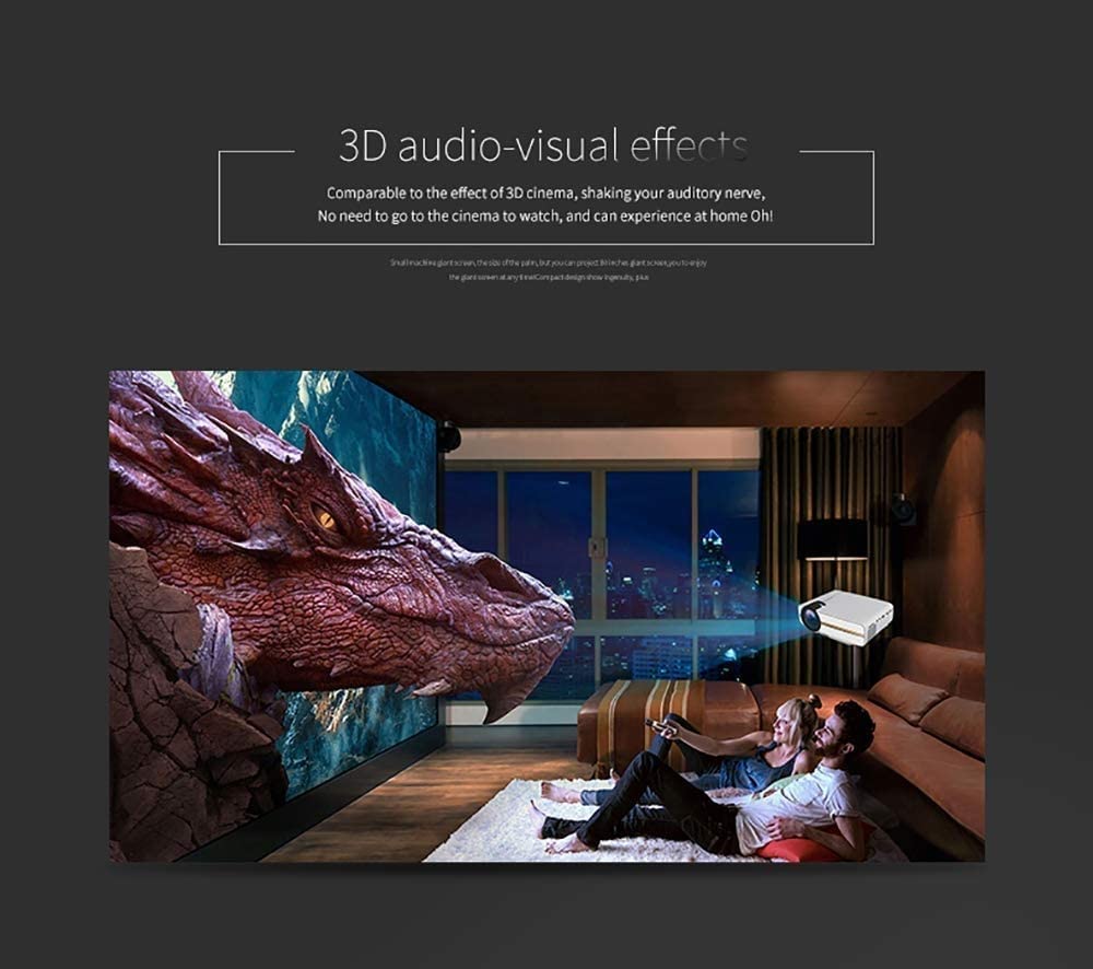 HCPZL Mini Projector 1080P Full HD, 130-Inch Display Portable Movie Projector with 30,000 Hours LED Lamp Life - HDMI/VGA/SD/AV/USB for Home Theater, Outdoor Movies, Gaming and Presentations