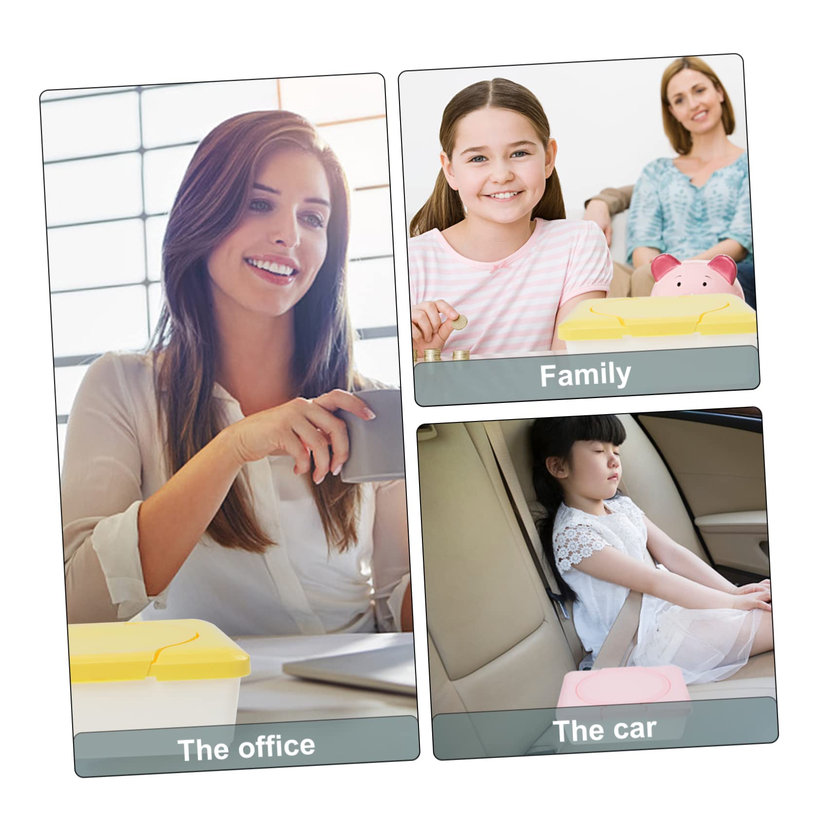 FAVOMOTO 3-Pack Plastic Travel Wipes Container - Portable Tissue Storage Box Dispenser for Baby Wipes, Makeup Remover & Hand Sanitizing Wipes | Perfect for Diaper Bags, Cars, Office & Travel Essentials