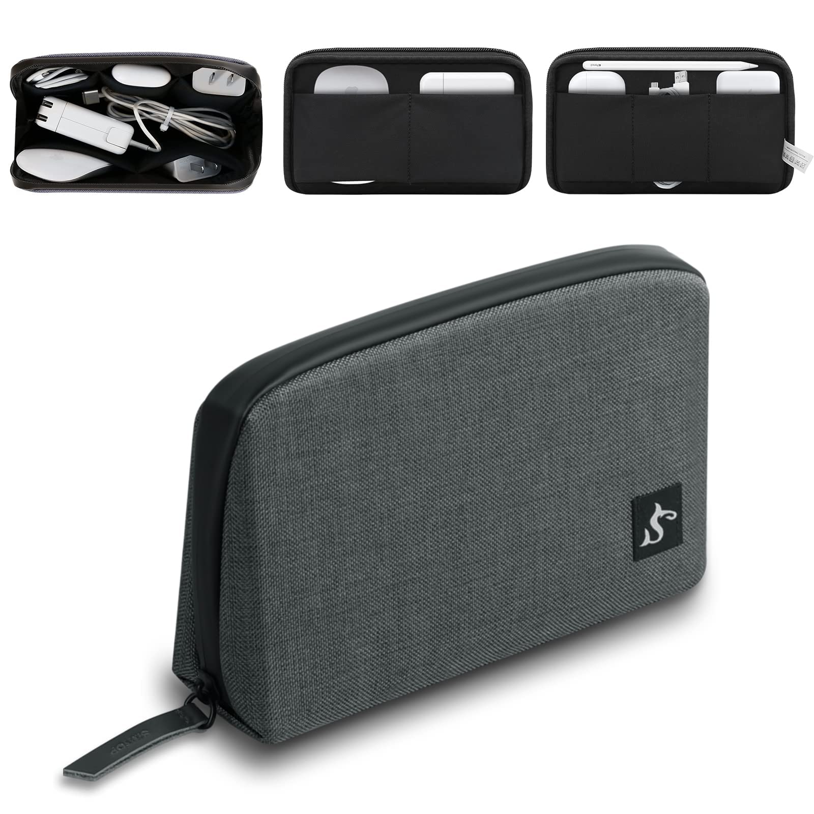 Waterproof Electronic Organizer Travel Case - Large Dark Gray Cable Storage Bag for Chargers, Hard Drives & Power Banks | Perfect for Travel, Office & Daily Organization
