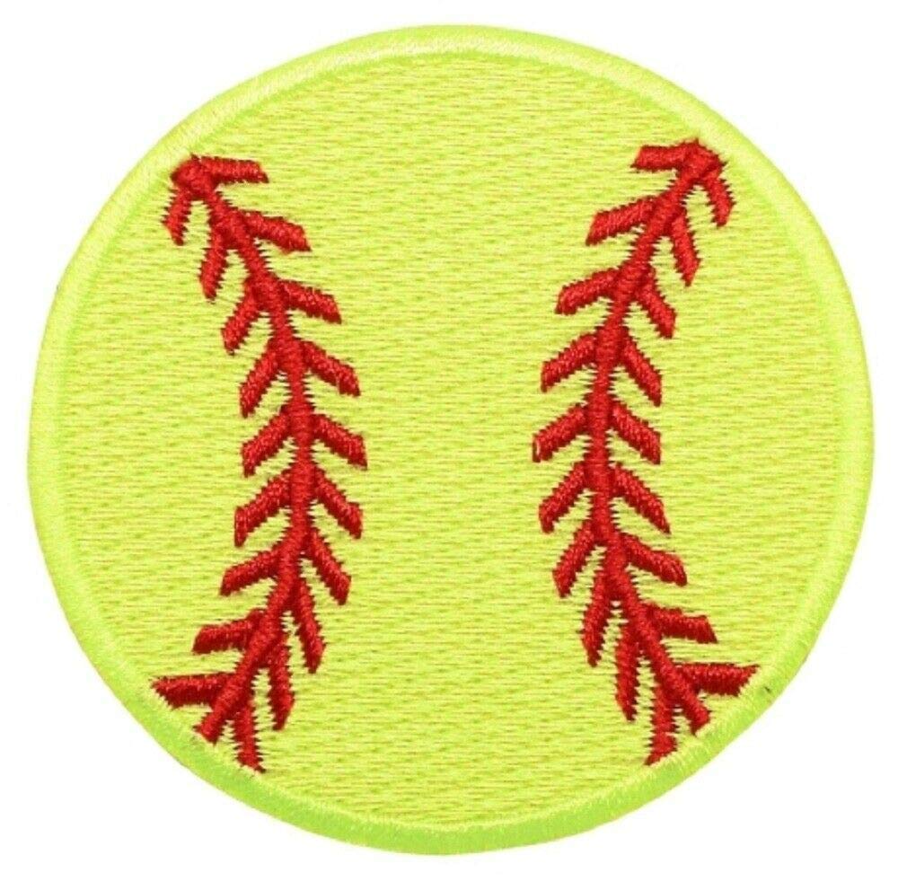 Custom Neon Yellow Softball Embroidered Patch 2.25